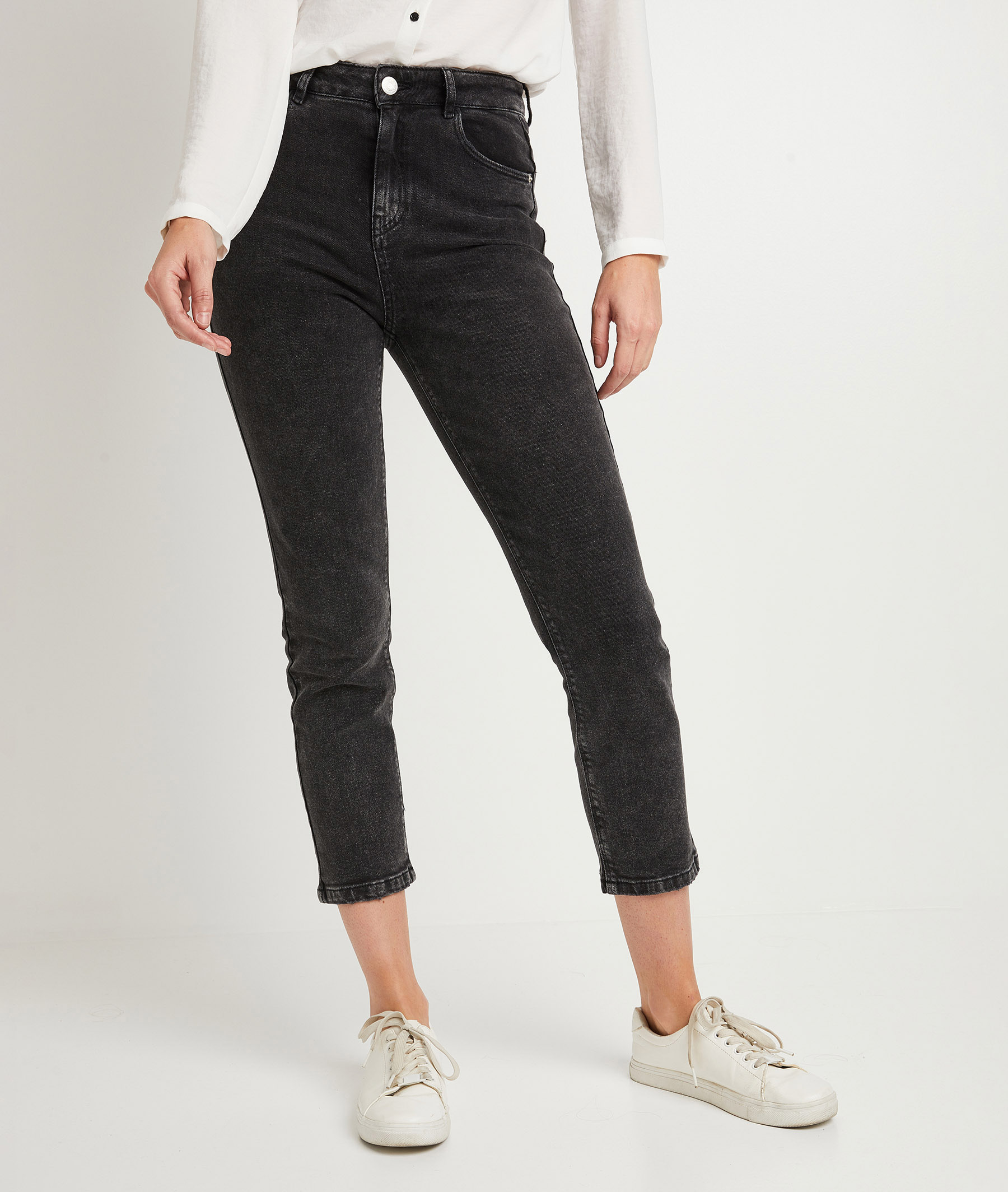 Jean mom femme BLACK WASHED