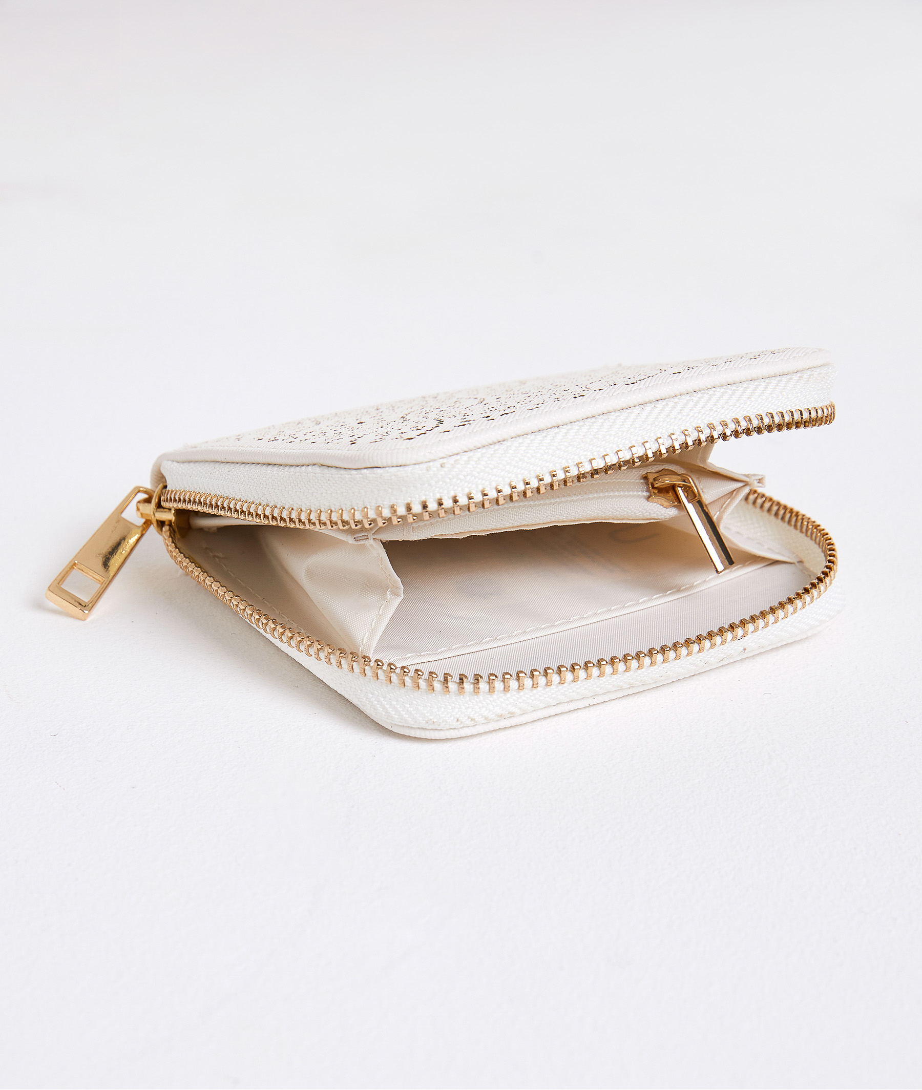Porte-monnaie à motif perforé femme BLANC