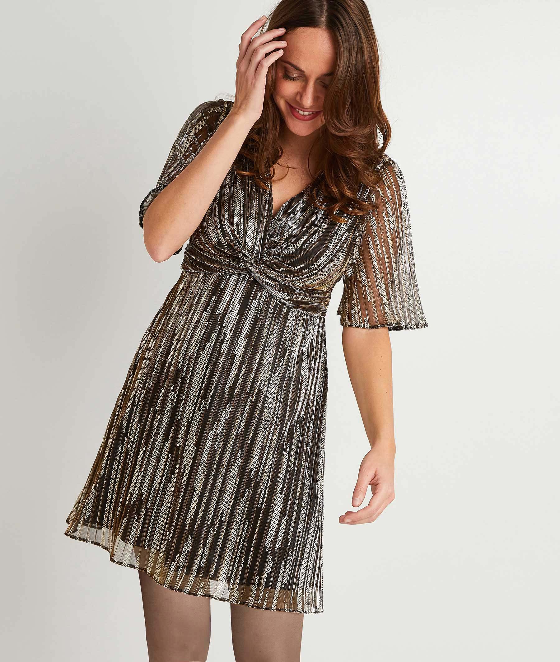 Robe courte dorée femme OR