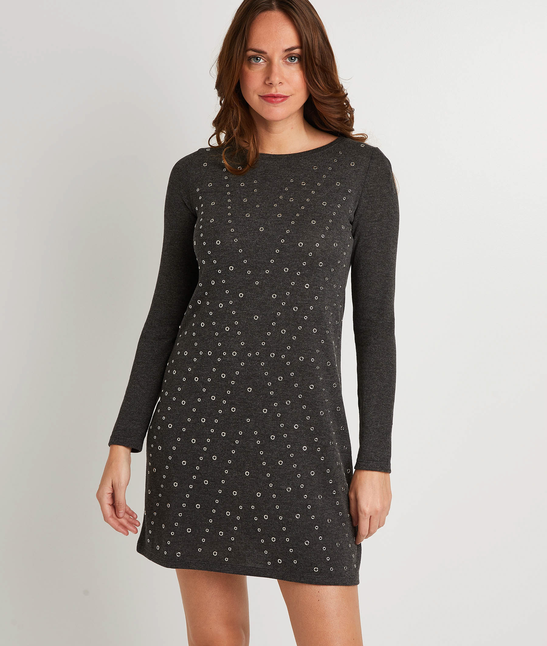 Robe gris cloutée femme GRIS
