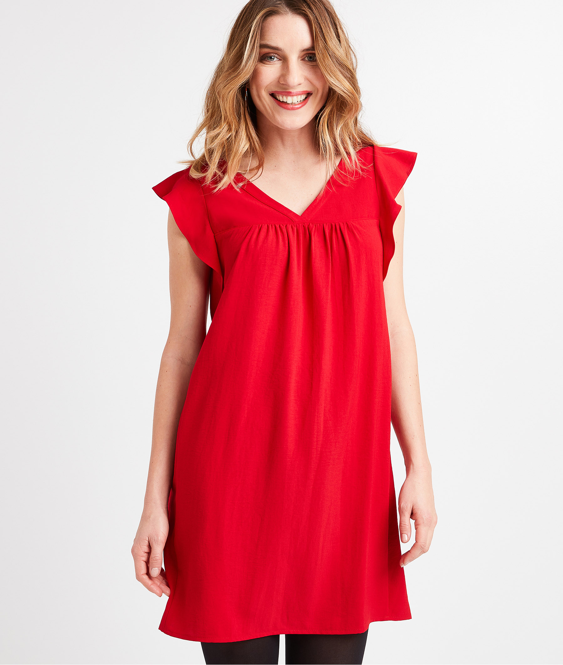 Robe rouge à volants femme ROUGE