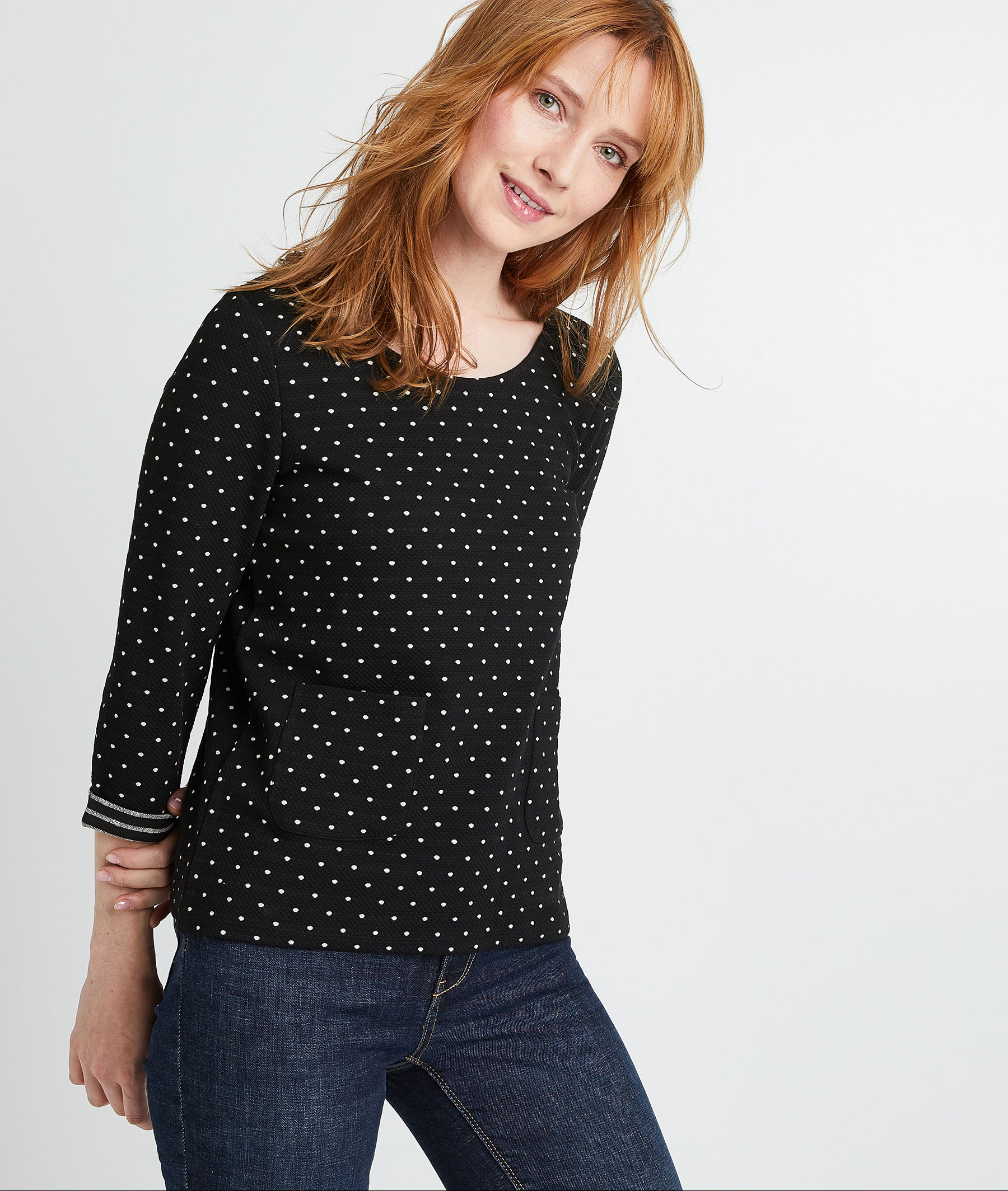Sweat à pois noir femme MARINE