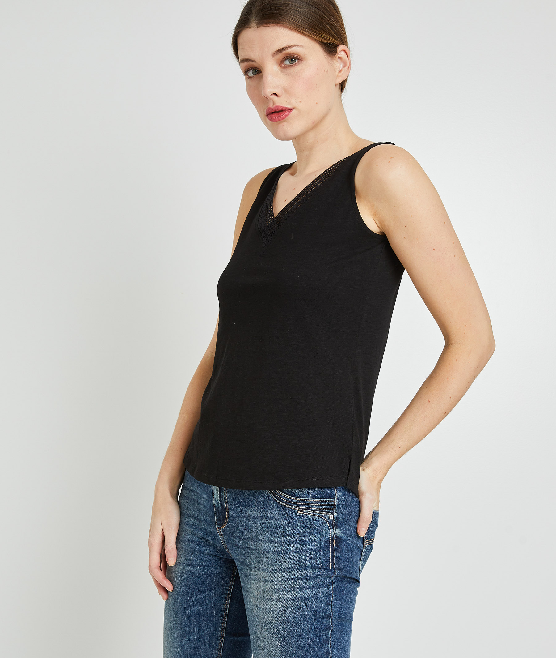 Débardeur uni 100% coton femme NOIR