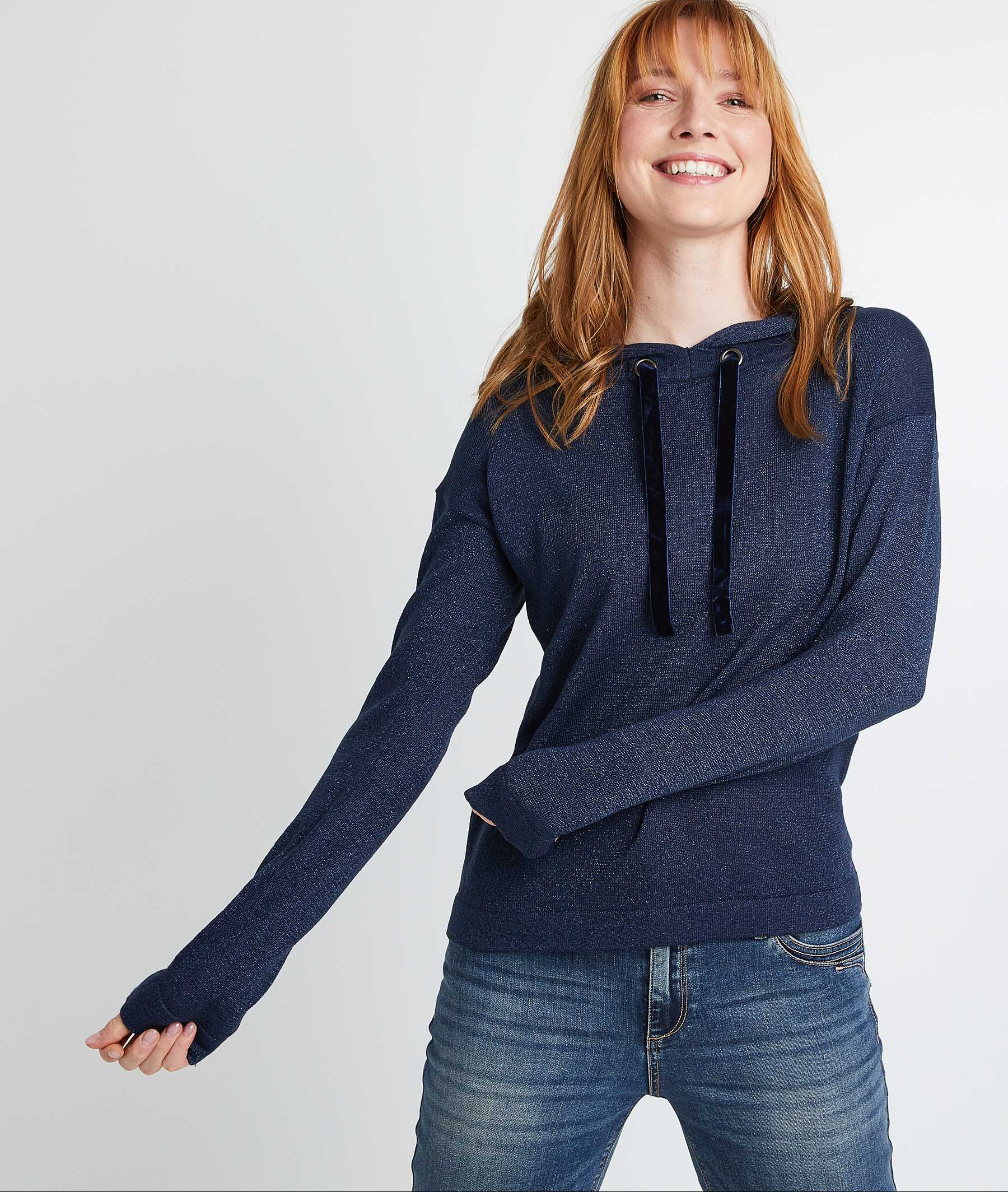 Pull à capuche marine femme MARINE