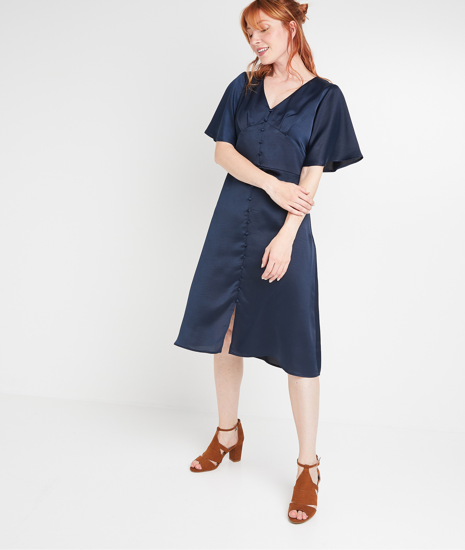 Robe marine satinée femme MARINE