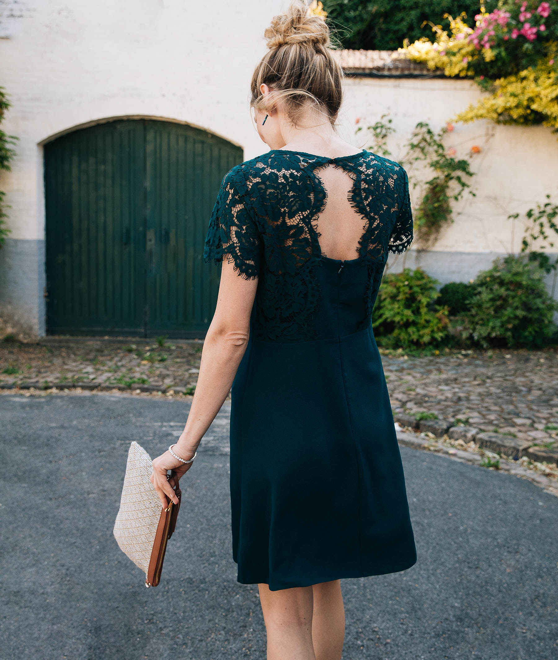 Robe verte avec dentelle femme VERT