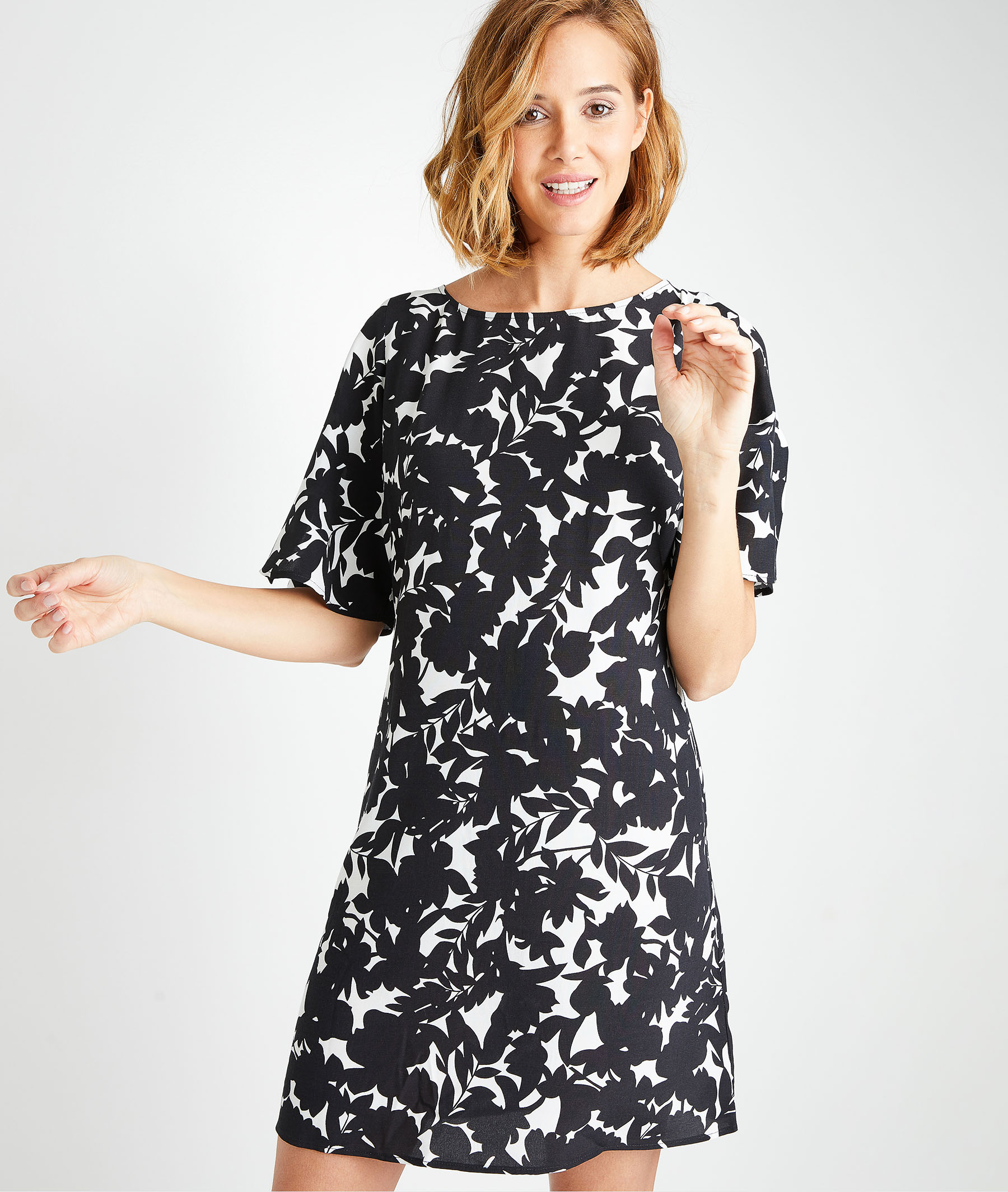 Robe imprimée fluide femme NOIR