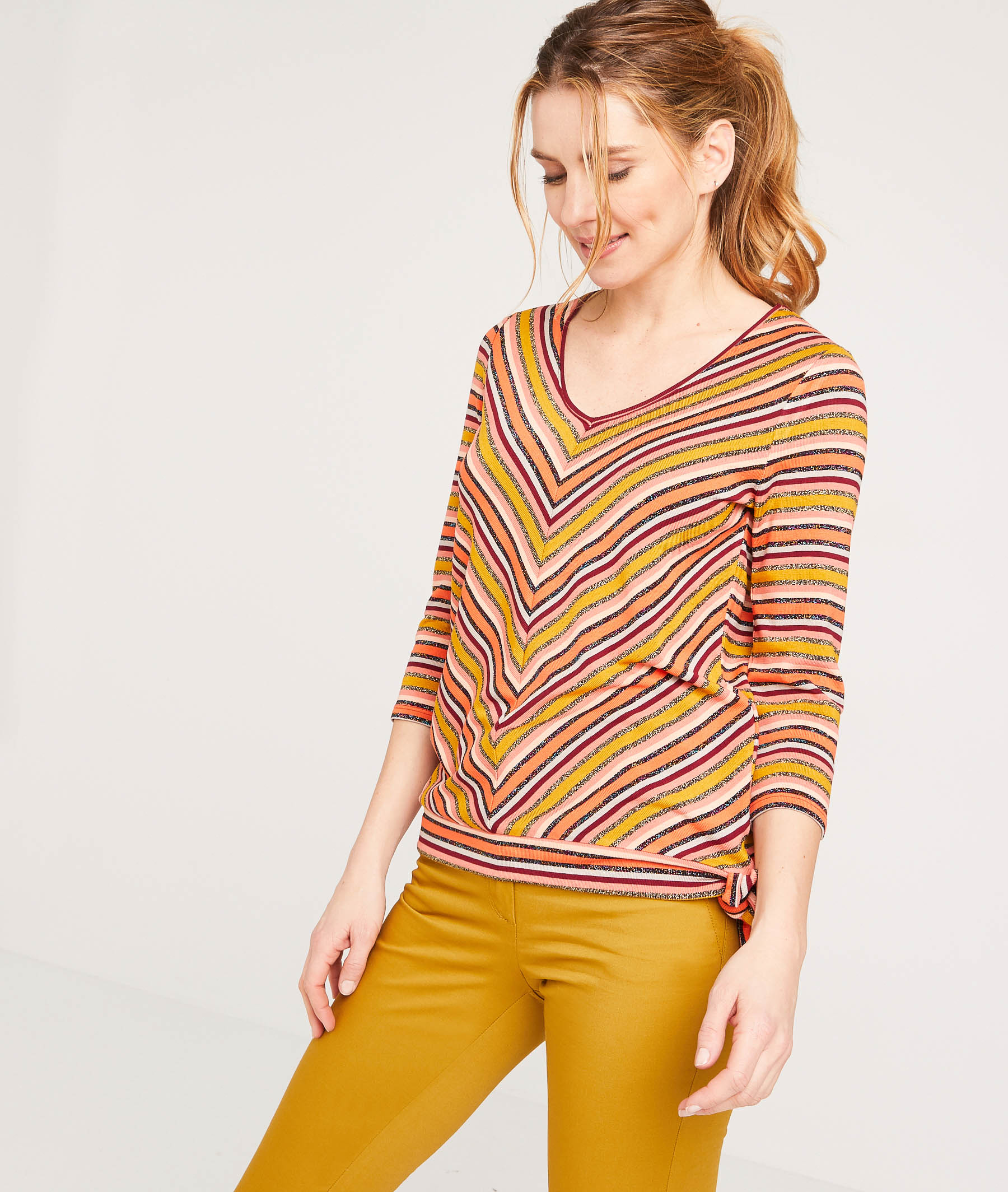 Pull à rayures coloré femme MULTICOLORE