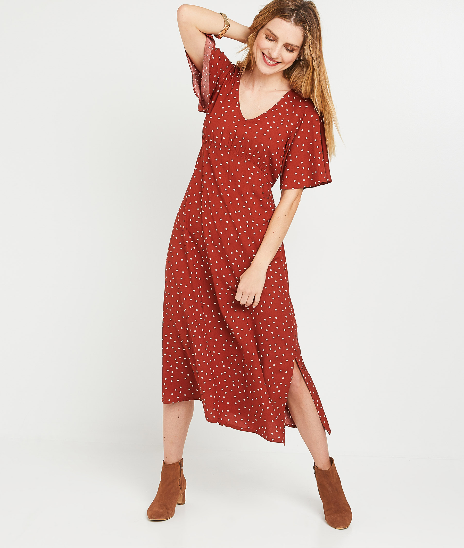 Robe longue à pois femme IMPRIME - Grain de Malice