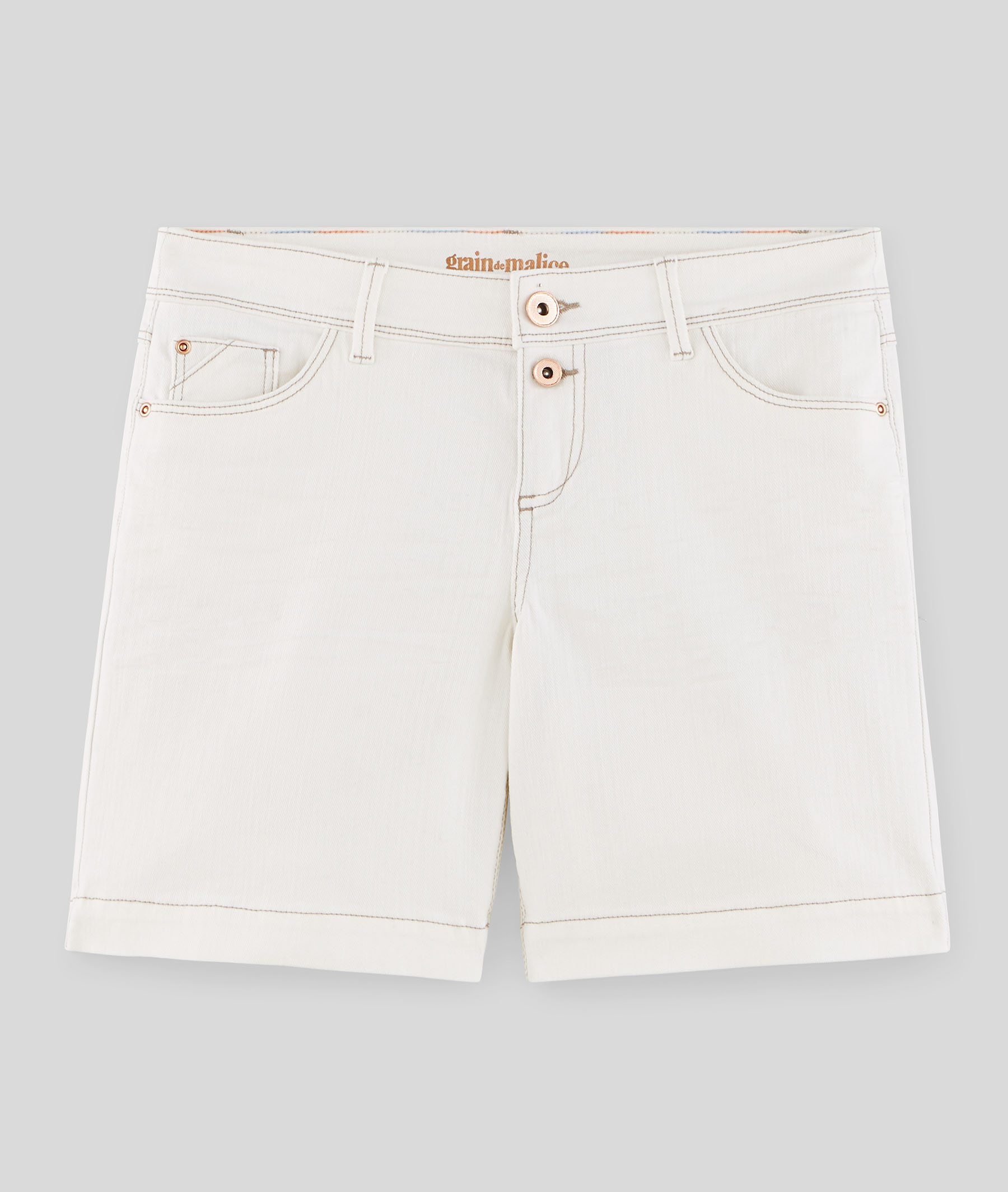 Short en jean femme ECRU