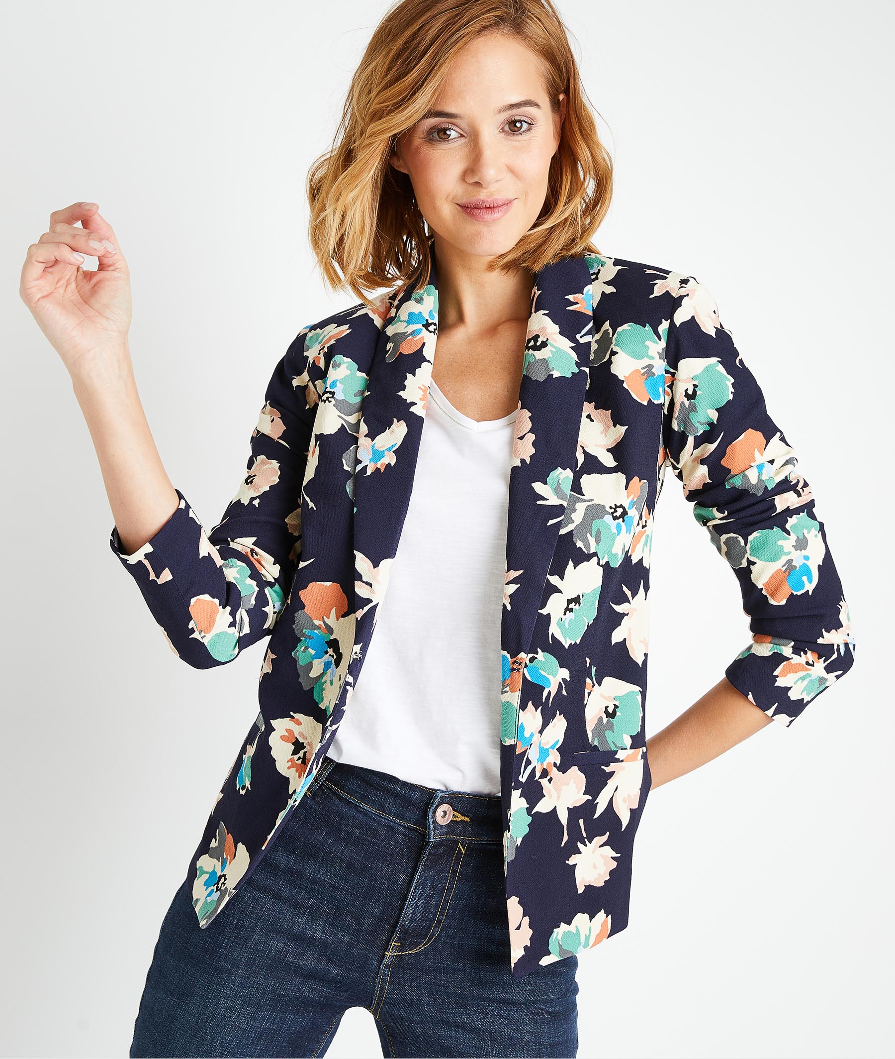 Veste Fluide Fleurie Femme Multicolore Grain De Malice