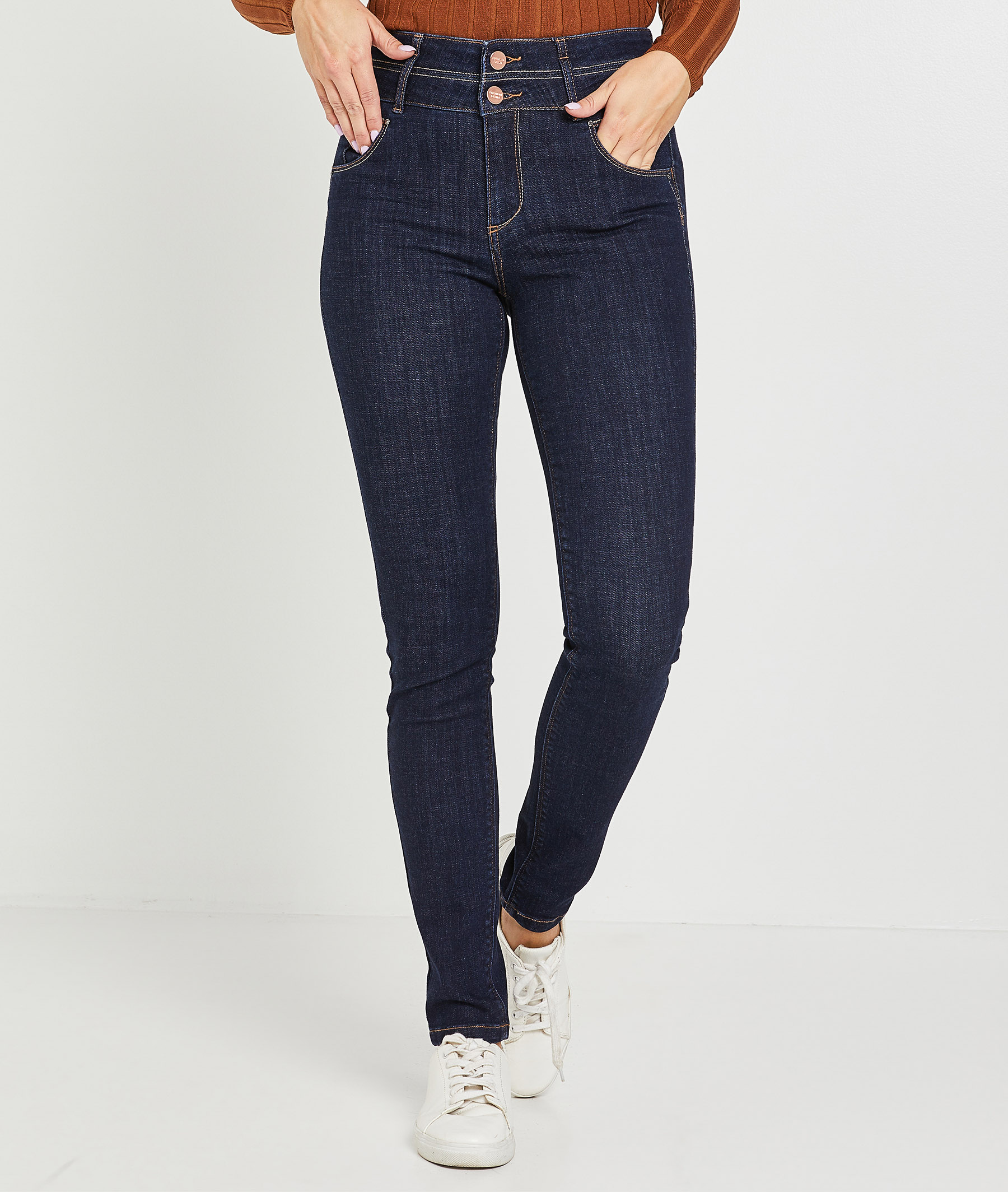 Jean Milan Slim Taille Haute Femme Brut Grain De Malice