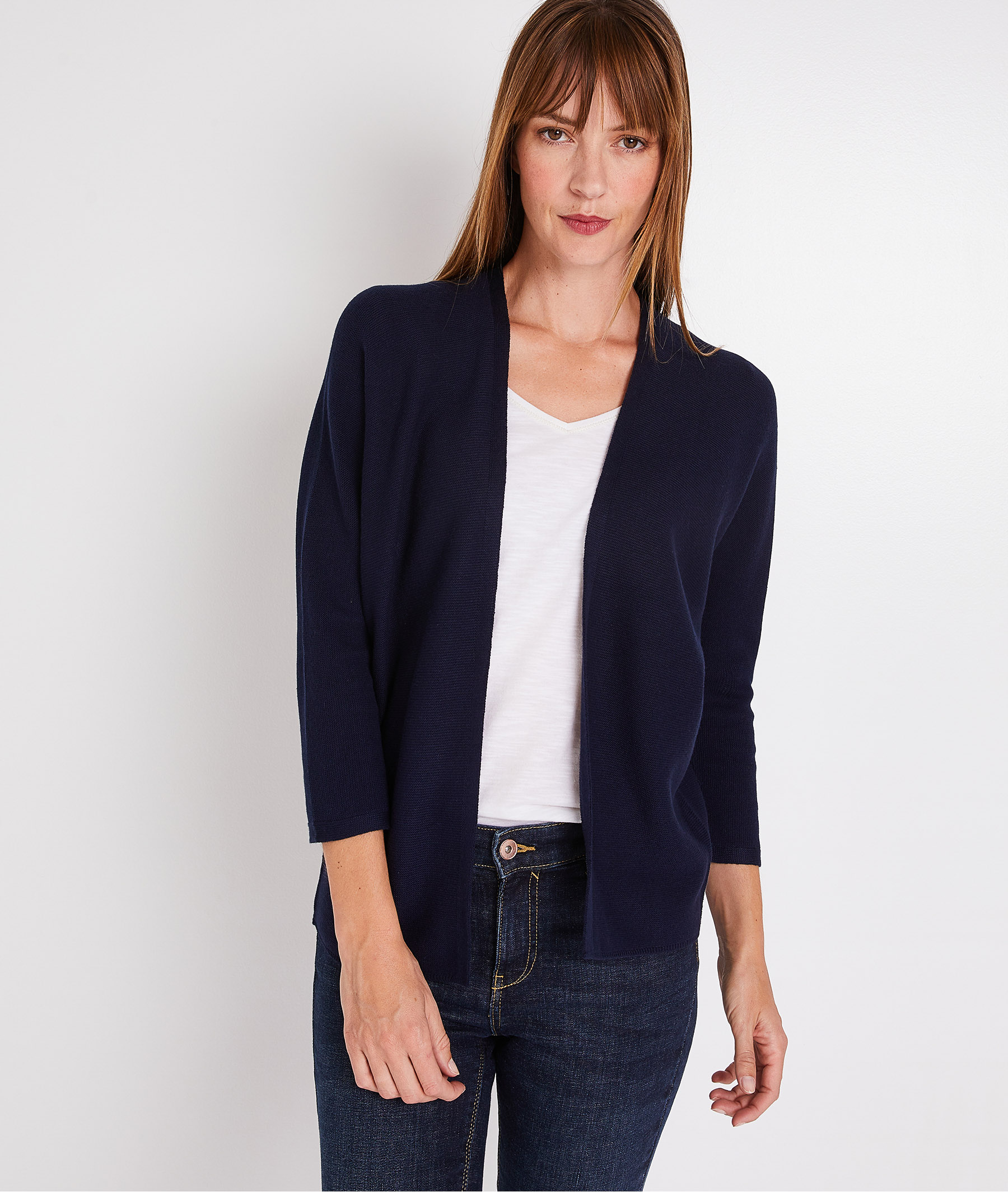Gilet uni doux femme MARINE