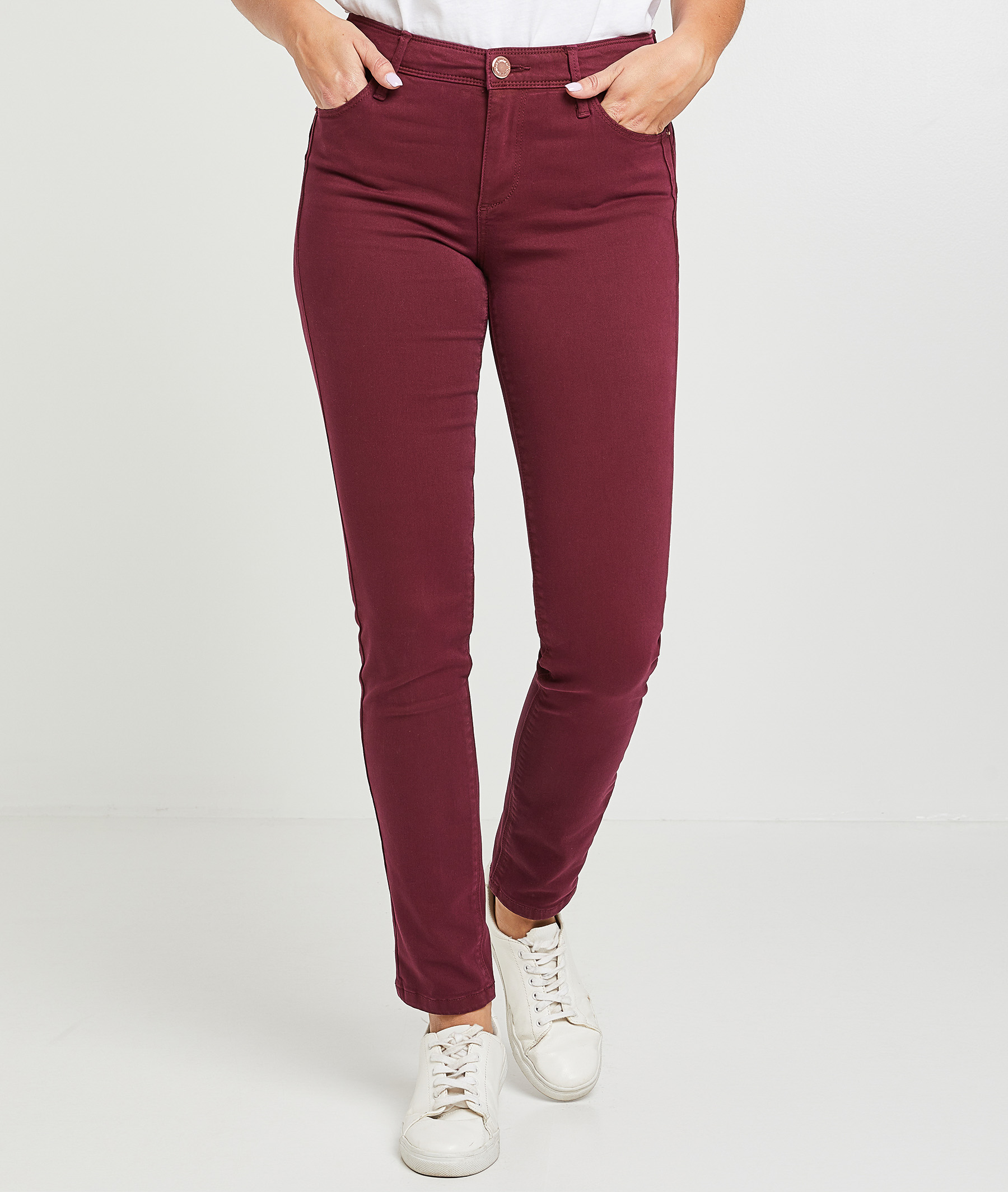 Pantalon flim push up coloré femme GRENAT