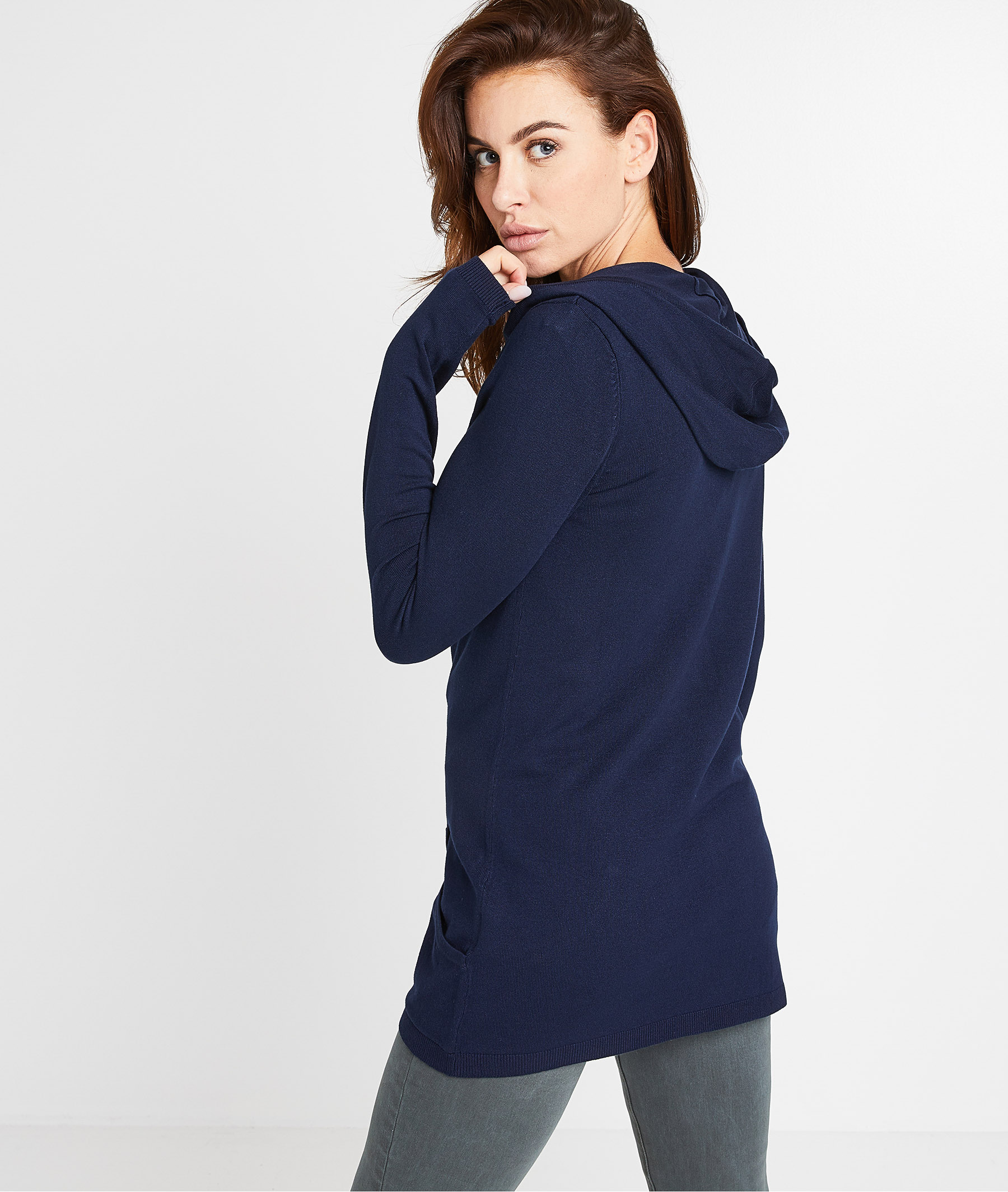 Bleu Marine Gilet ZippÃ© Femme Capuche Sweat Gilet Capuche Femme