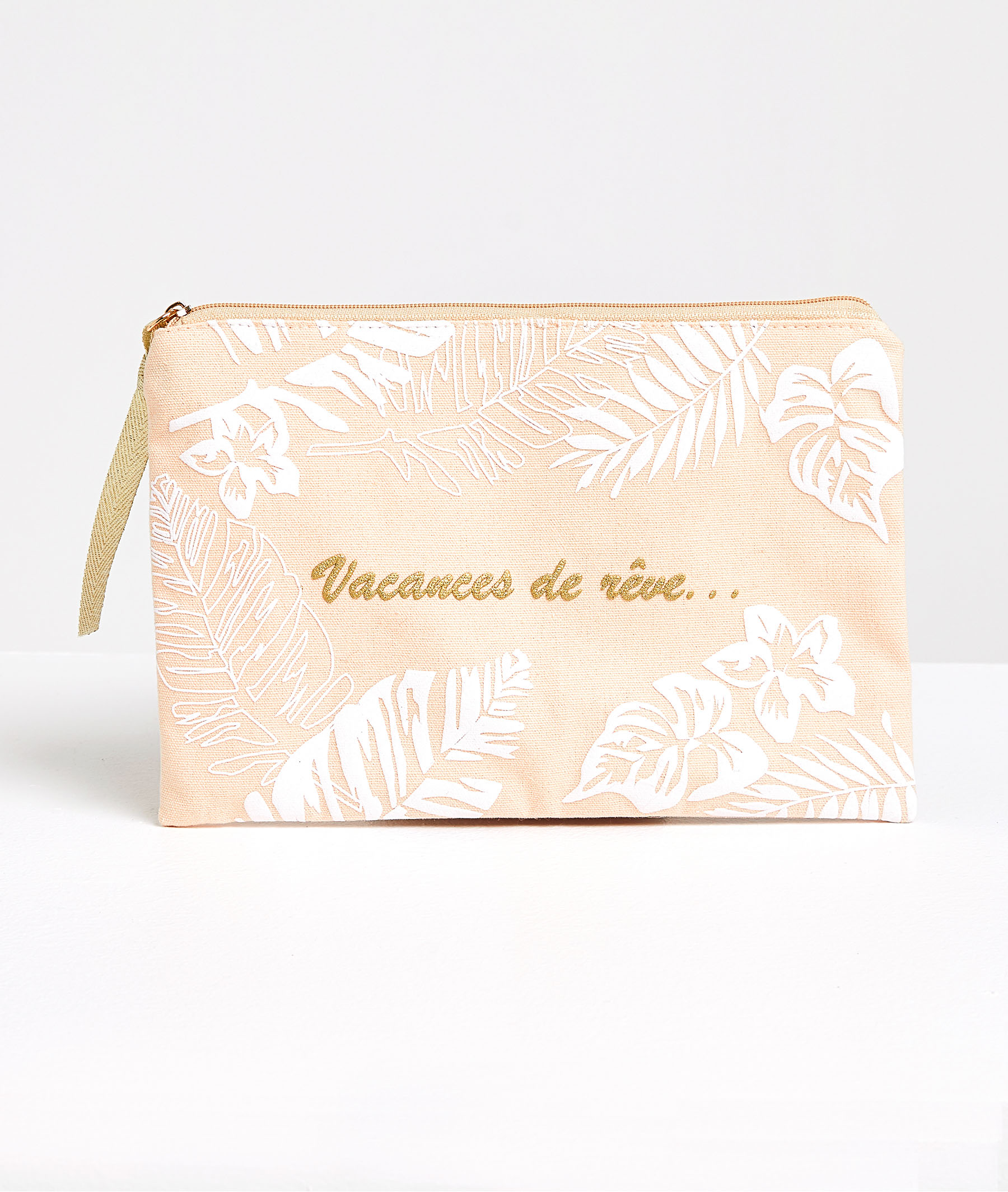 Pochette en coton à motif femme BEIGE