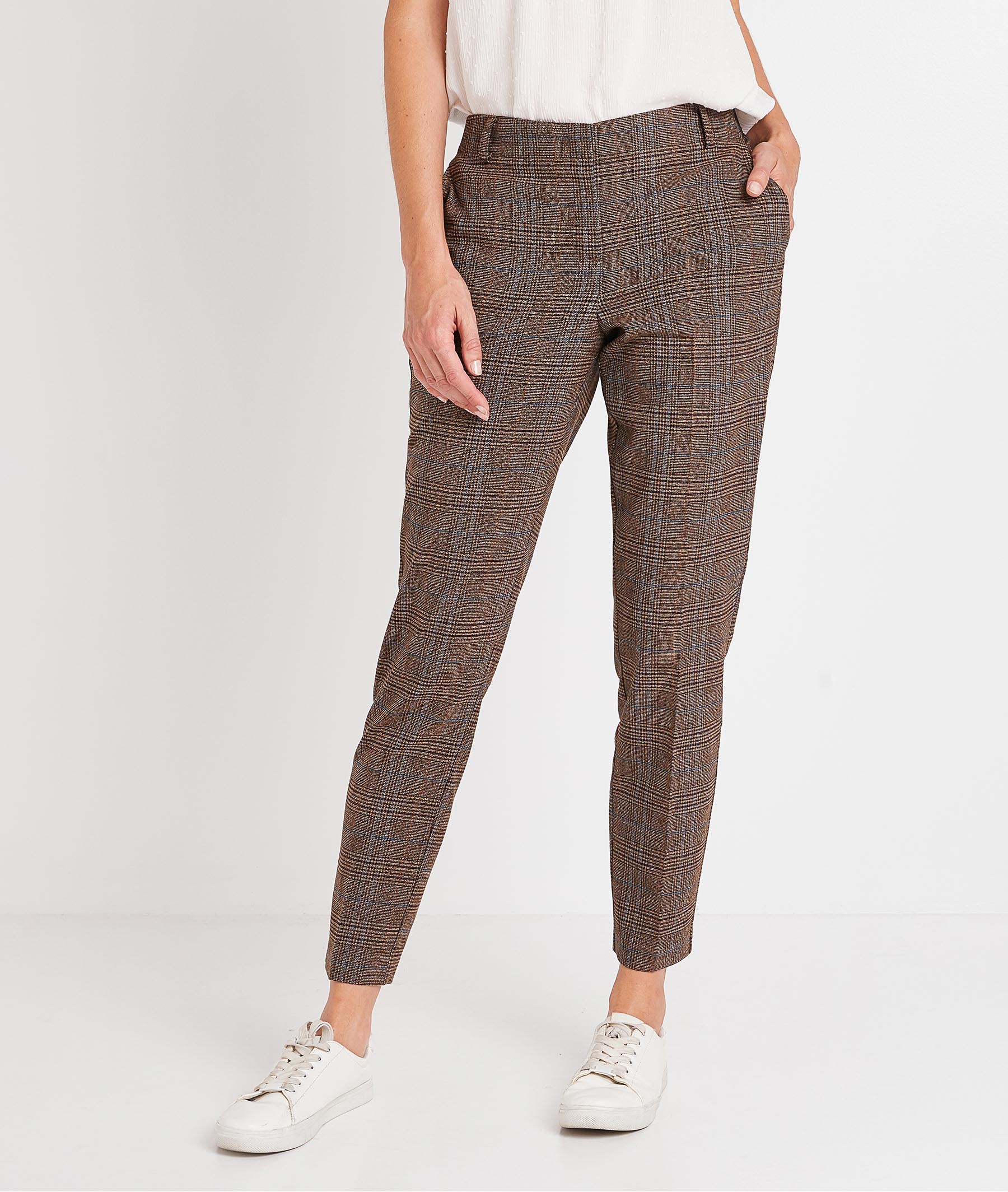 Pantalon cigarette en lainage femme CHOCOLAT