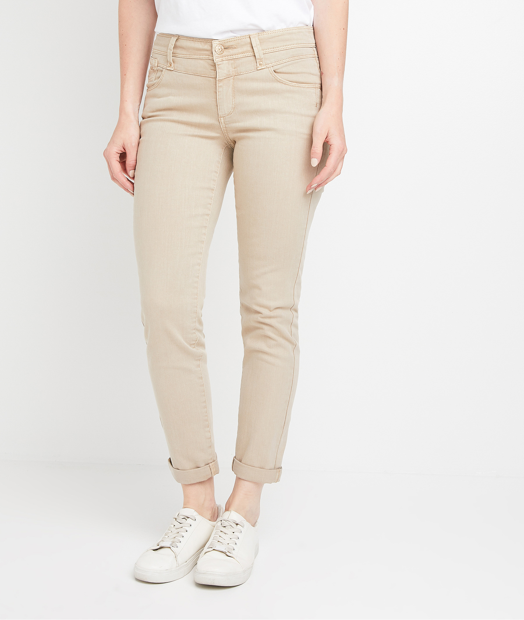 Jean raccourci de couleur BEIGE