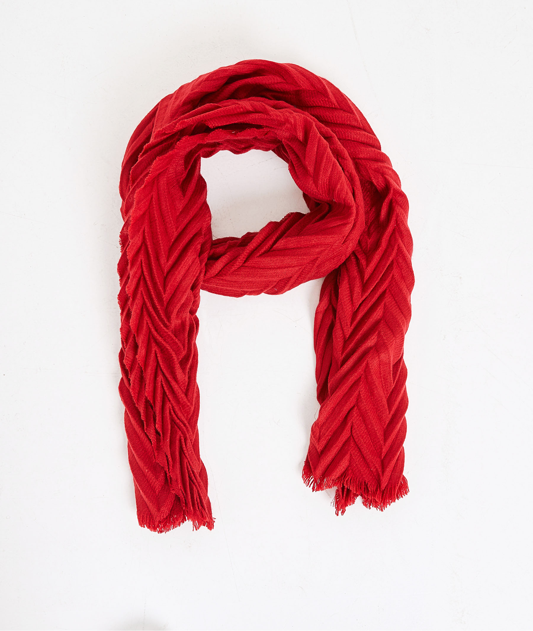 Echarpe plissée unie femme ROUGE