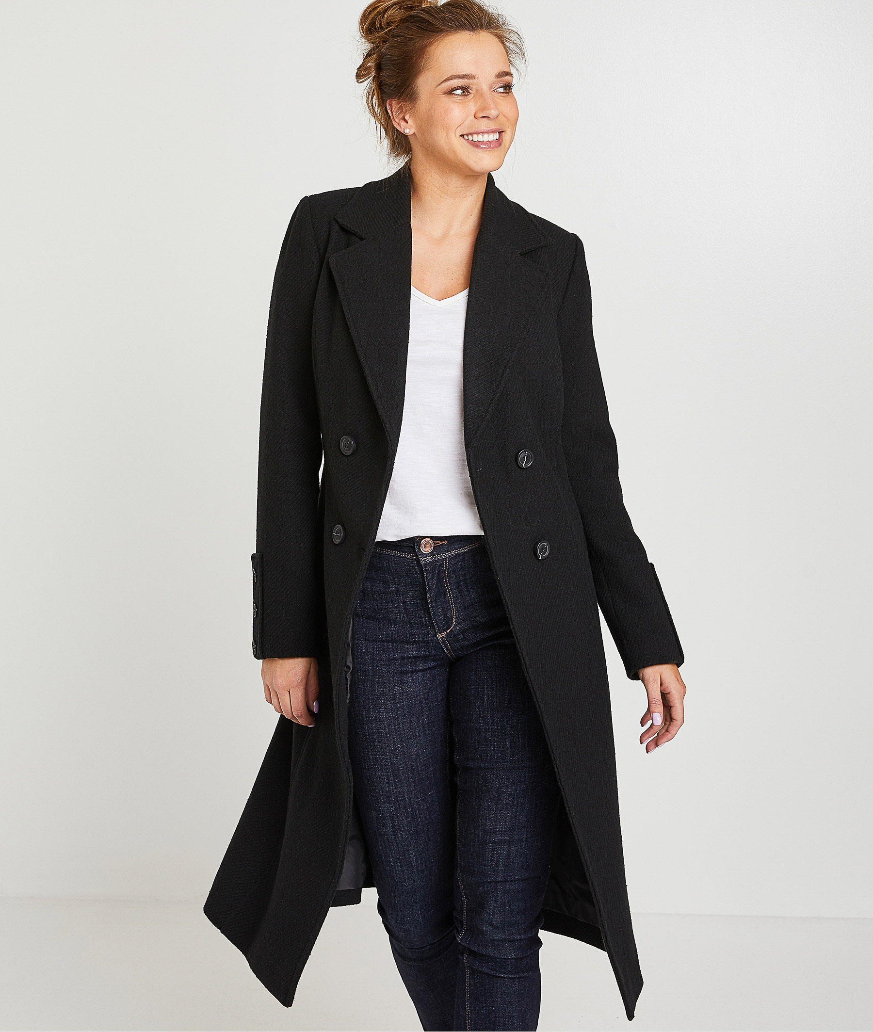 Trench en lainage noir femme NOIR