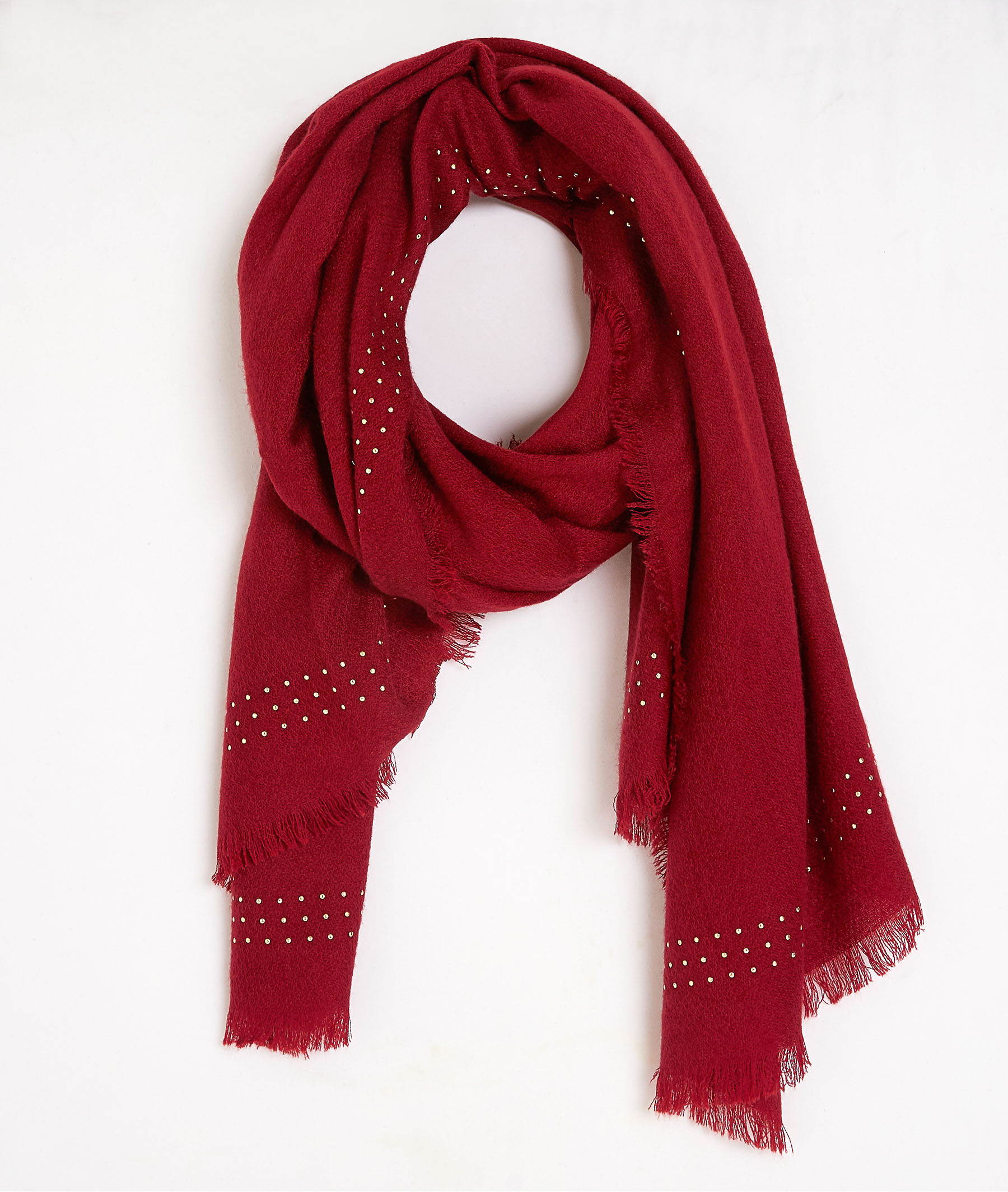 Echarpe unie à mini-clous femme ROUGE