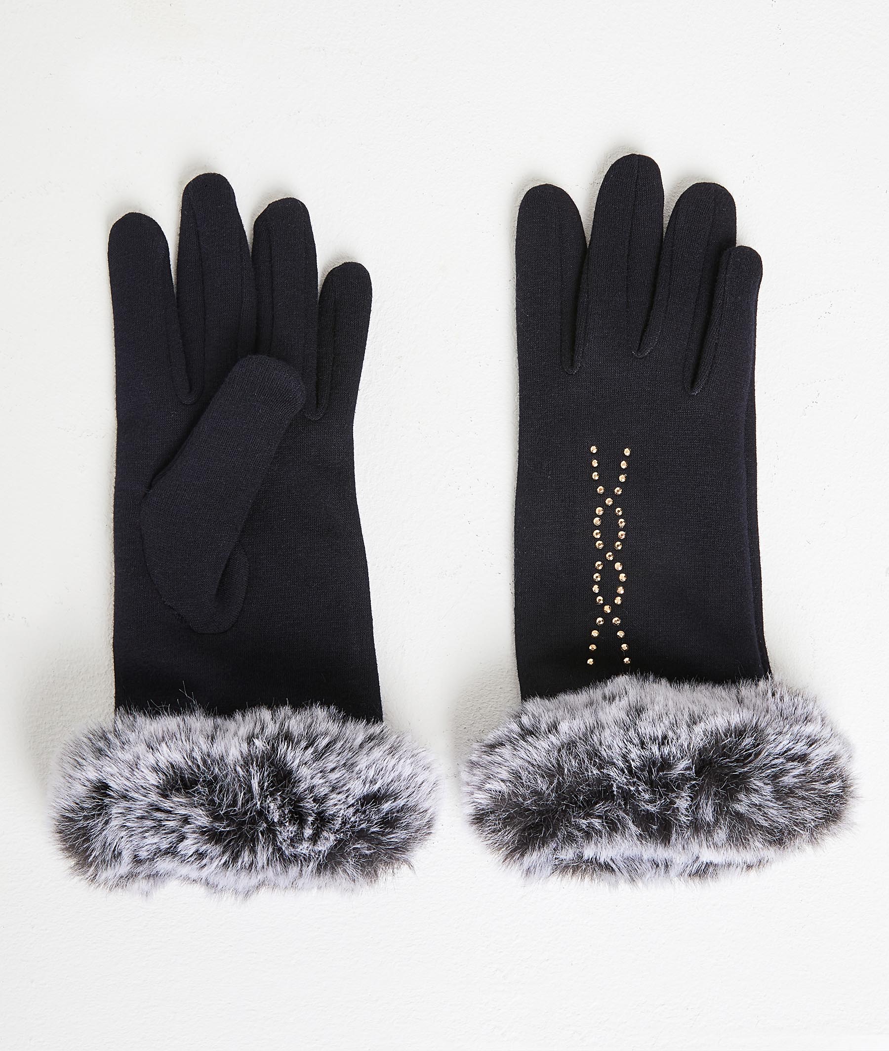 Gants en maille bleu marine femme MARINE