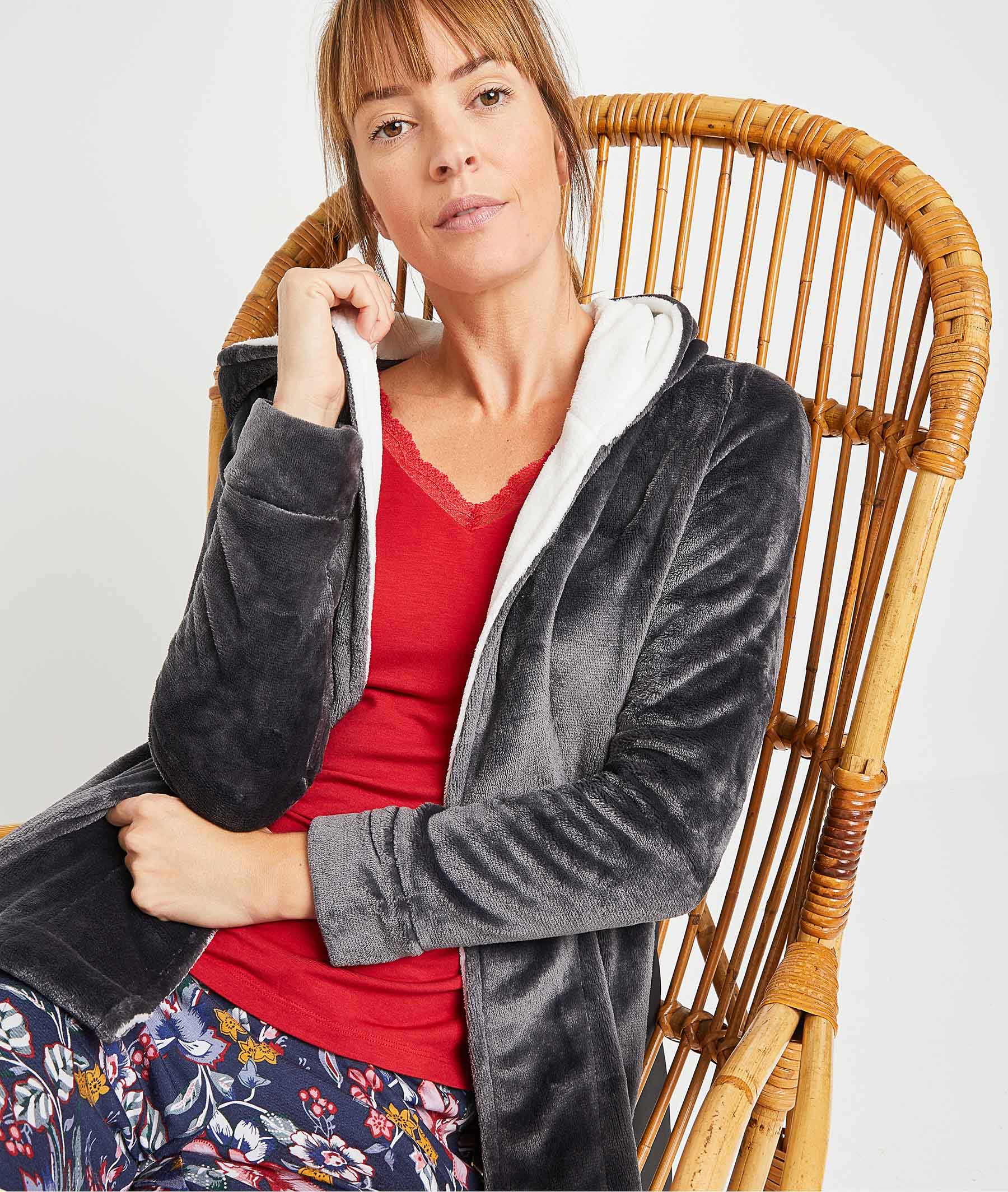 Gilet gris tout doux femme GRIS