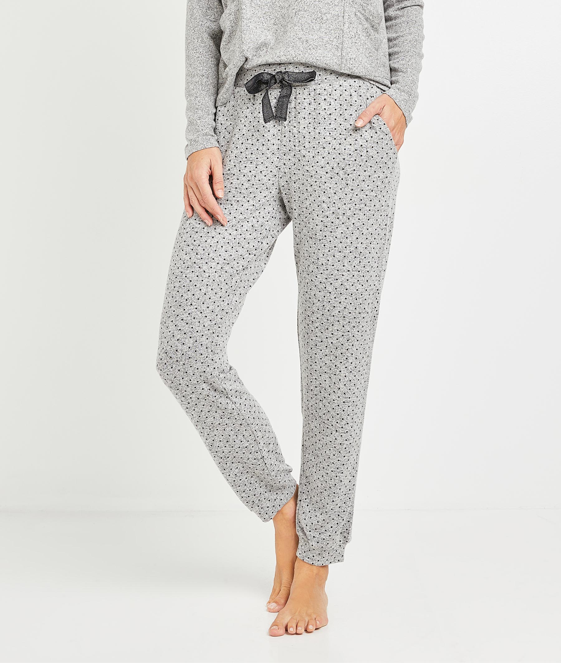Pantalon de pyjama à pois femme GRIS