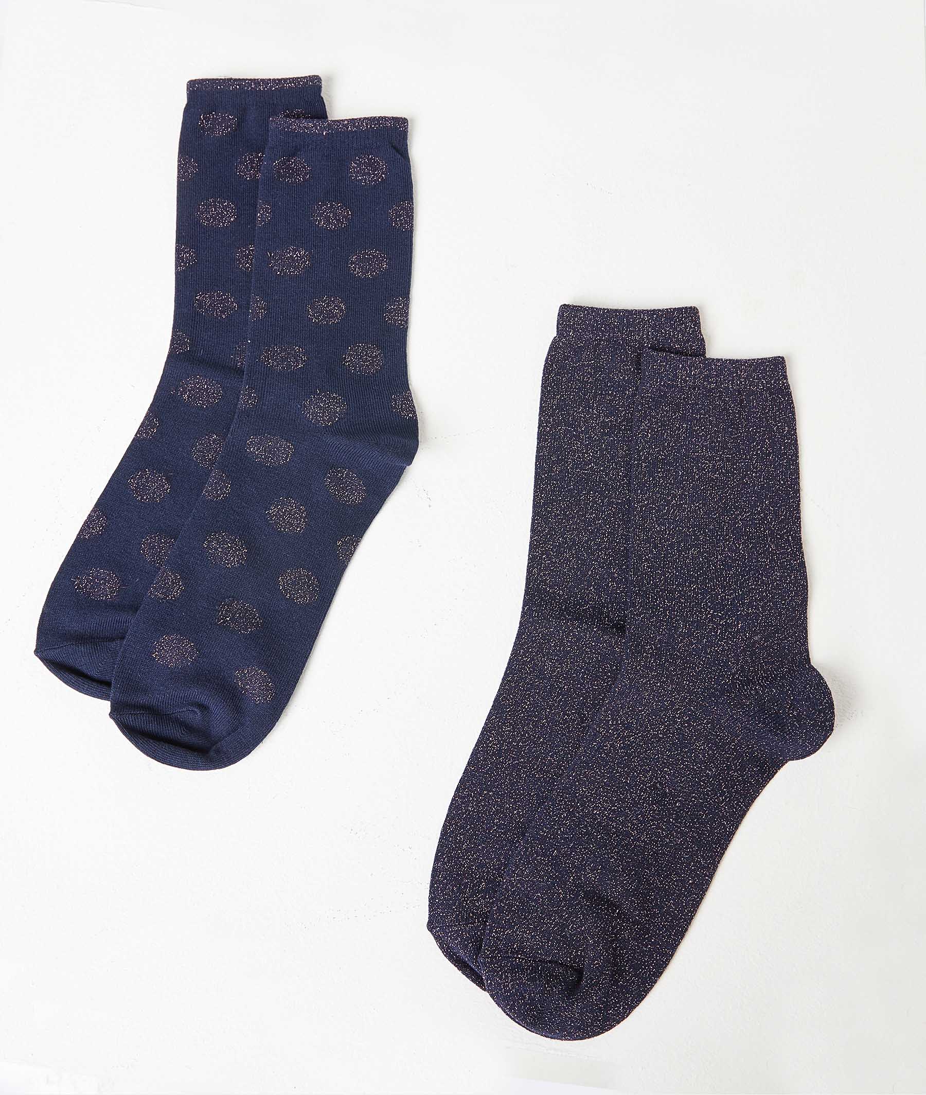 Duo de chaussettes fantaisie femme MARINE