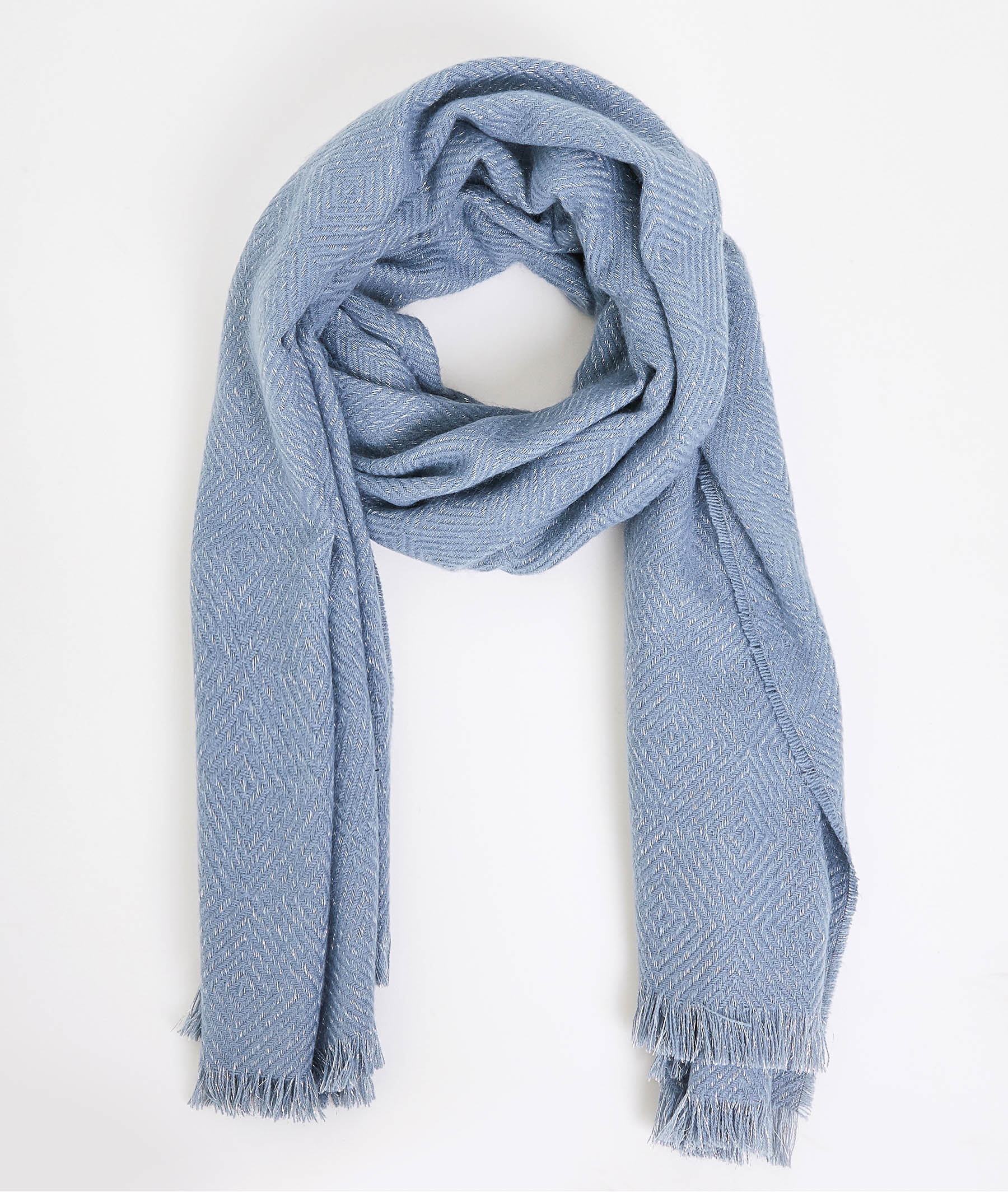 Echarpe unie brillante femme BLEU