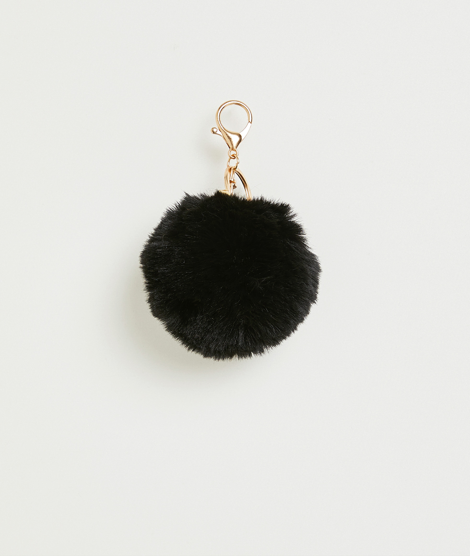 Porte-clé pompon femme NOIR