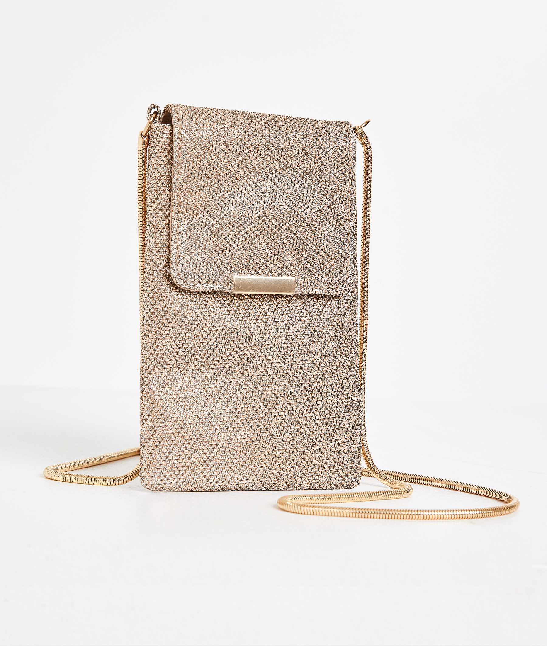 Pochette à téléphone brillante femme CUIVRE