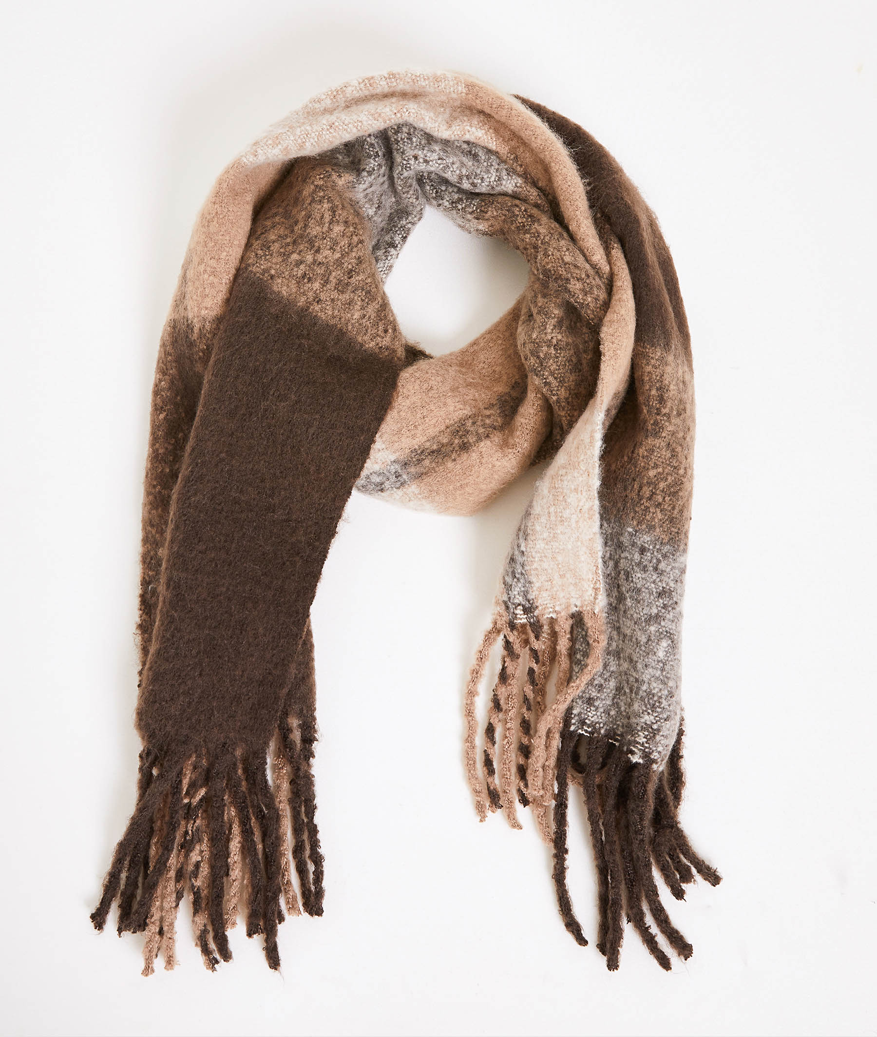 Echarpe à carreaux femme MARRON