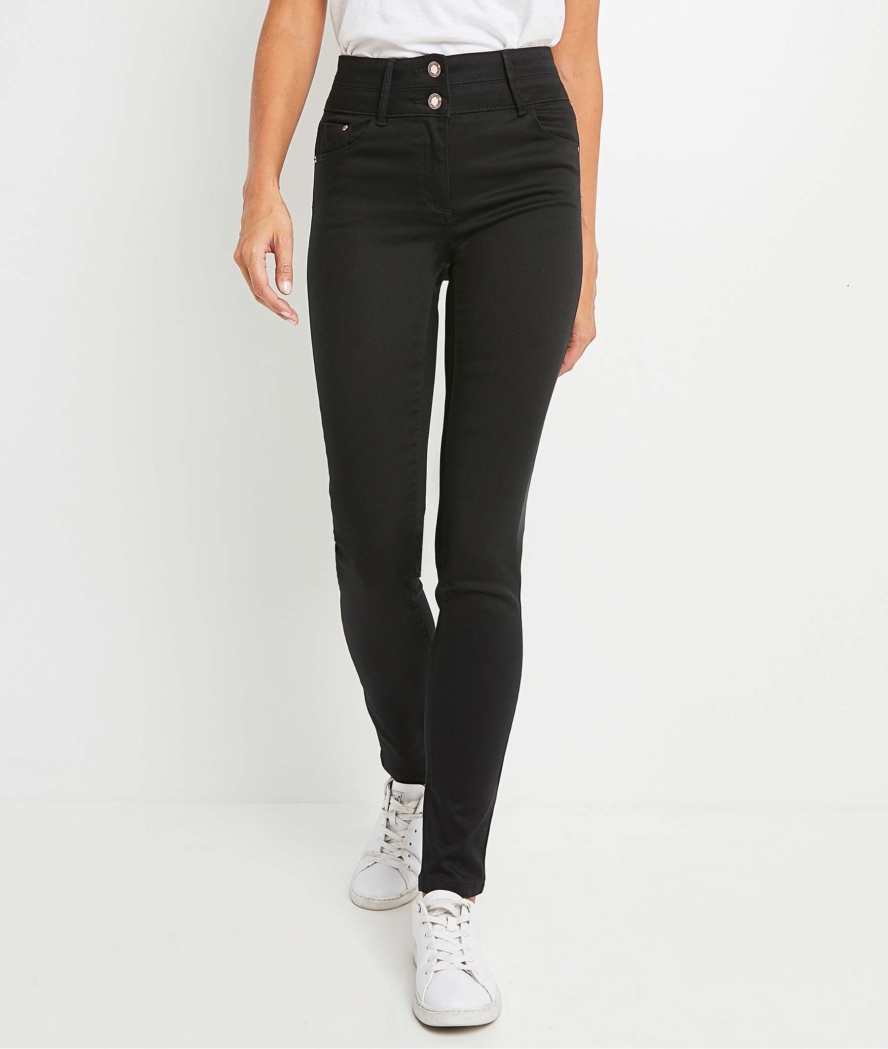 Jean MILAN slim taille haute femme BLACK