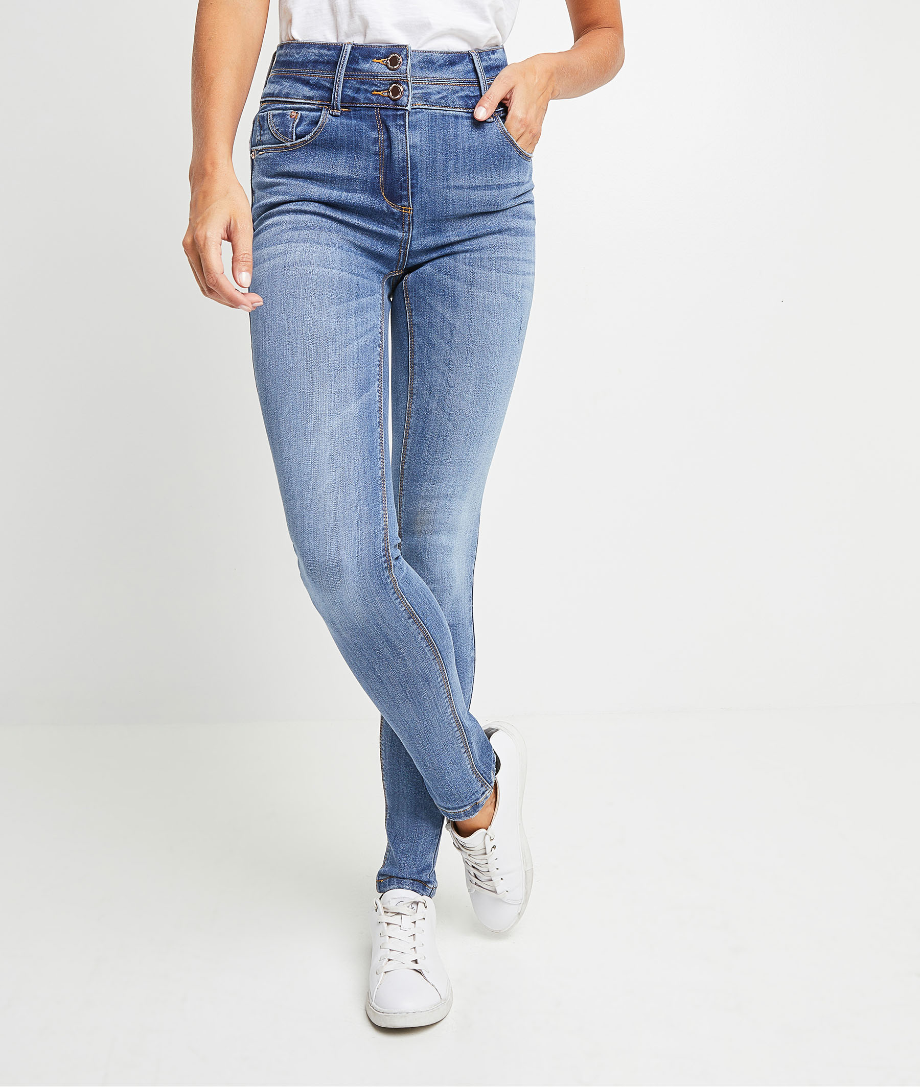 Jean MILAN slim taille haute femme STONE