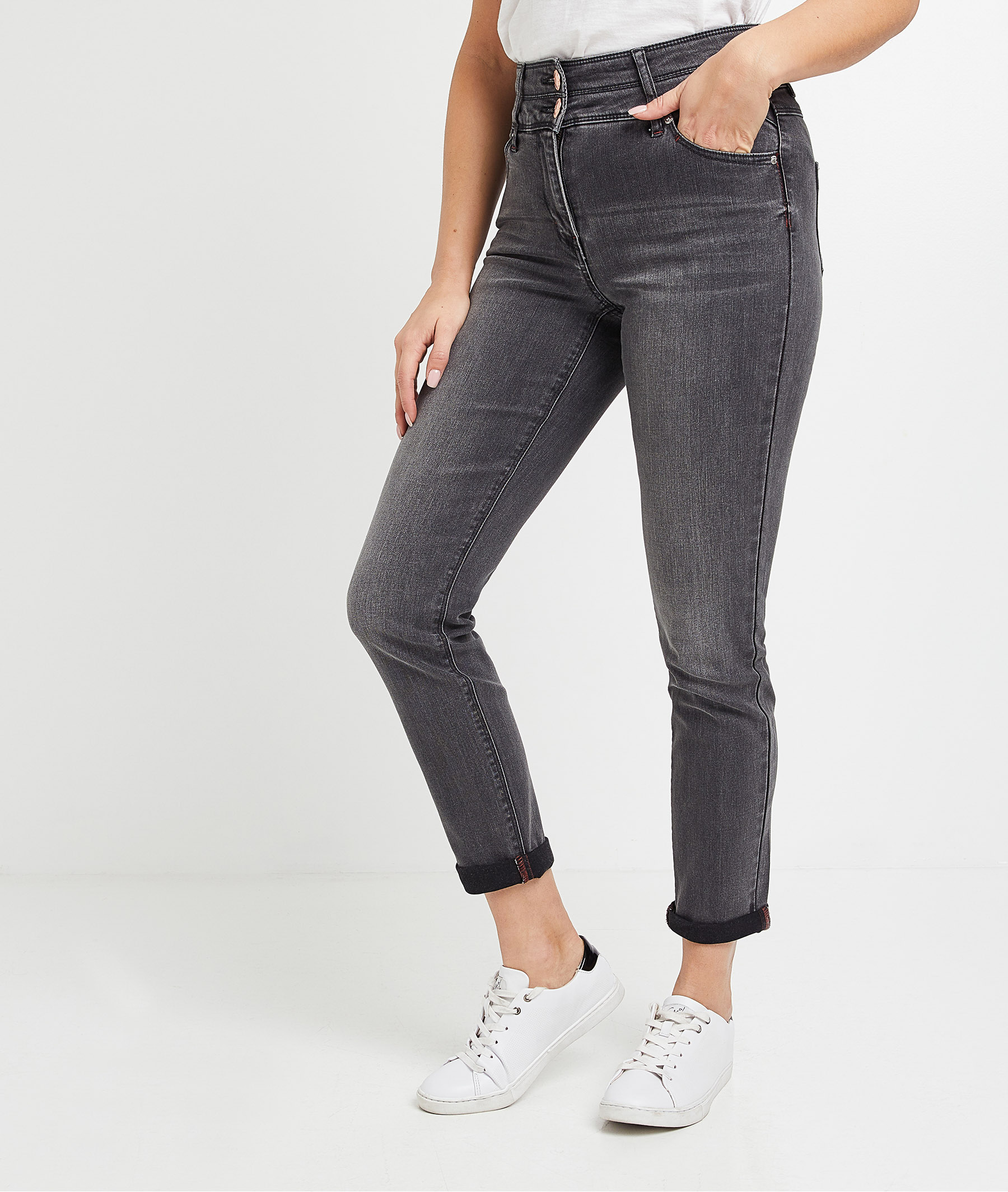 Jean HANOI slim taille haute raccourci DARK GREY
