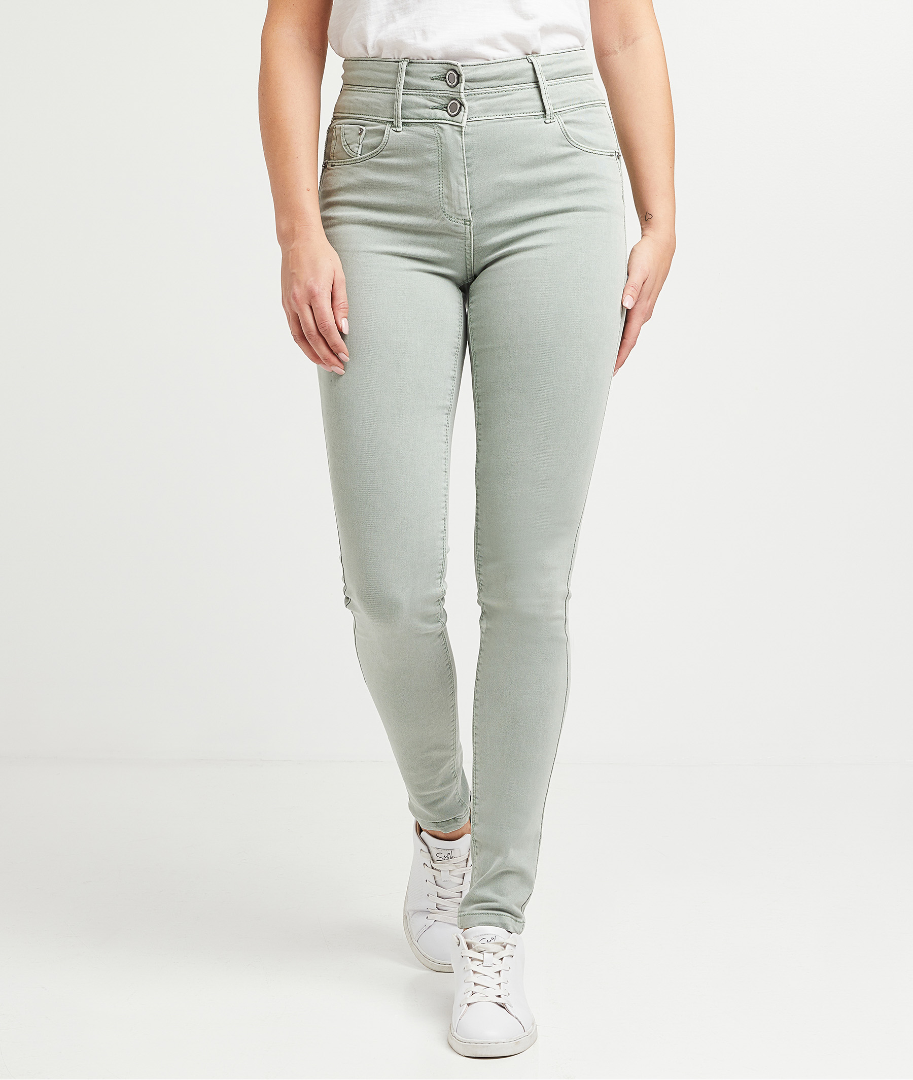 Jean BOSTON slim taille haute femme SAUGE