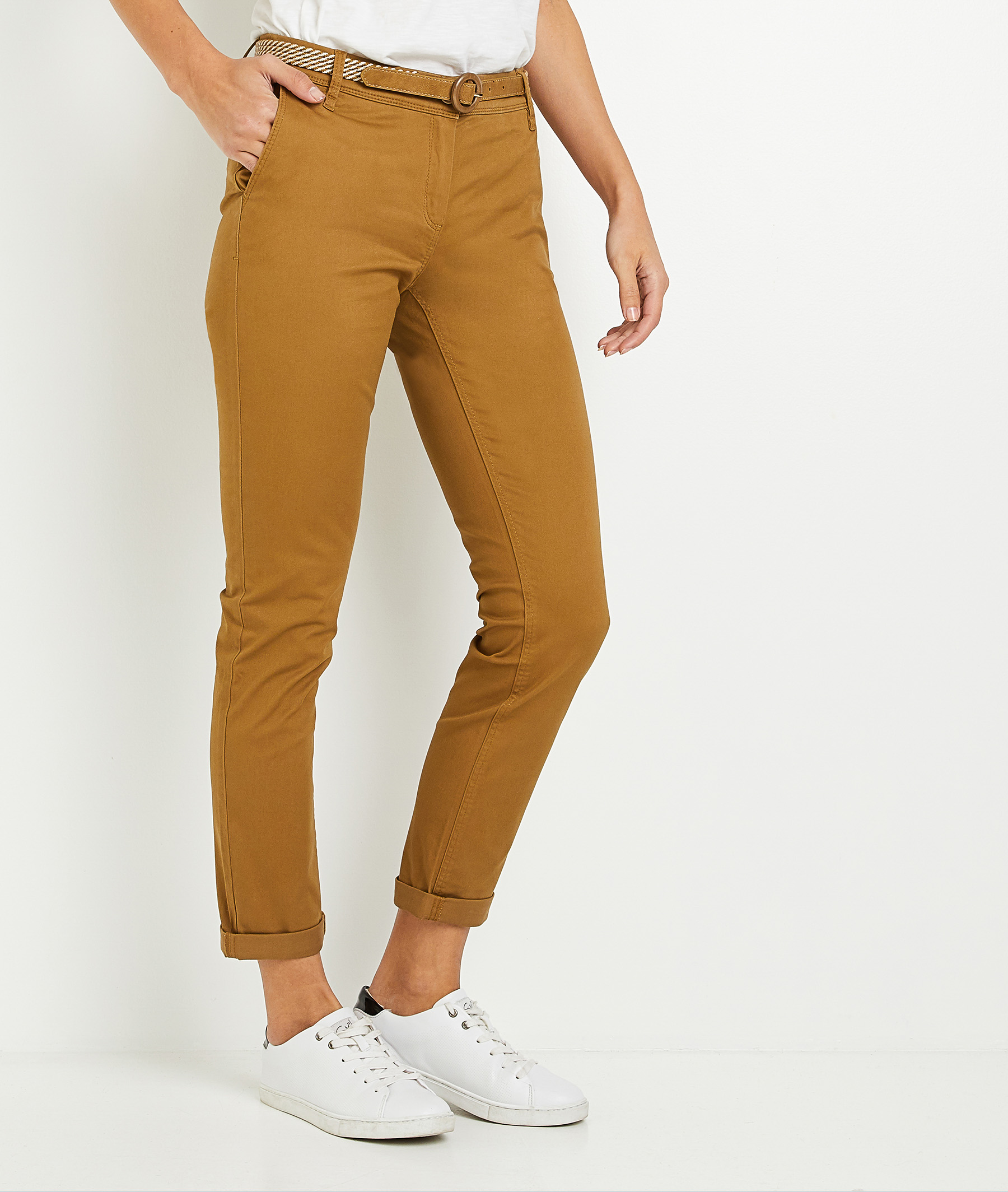 Pantalon chino uni femme BRONZE