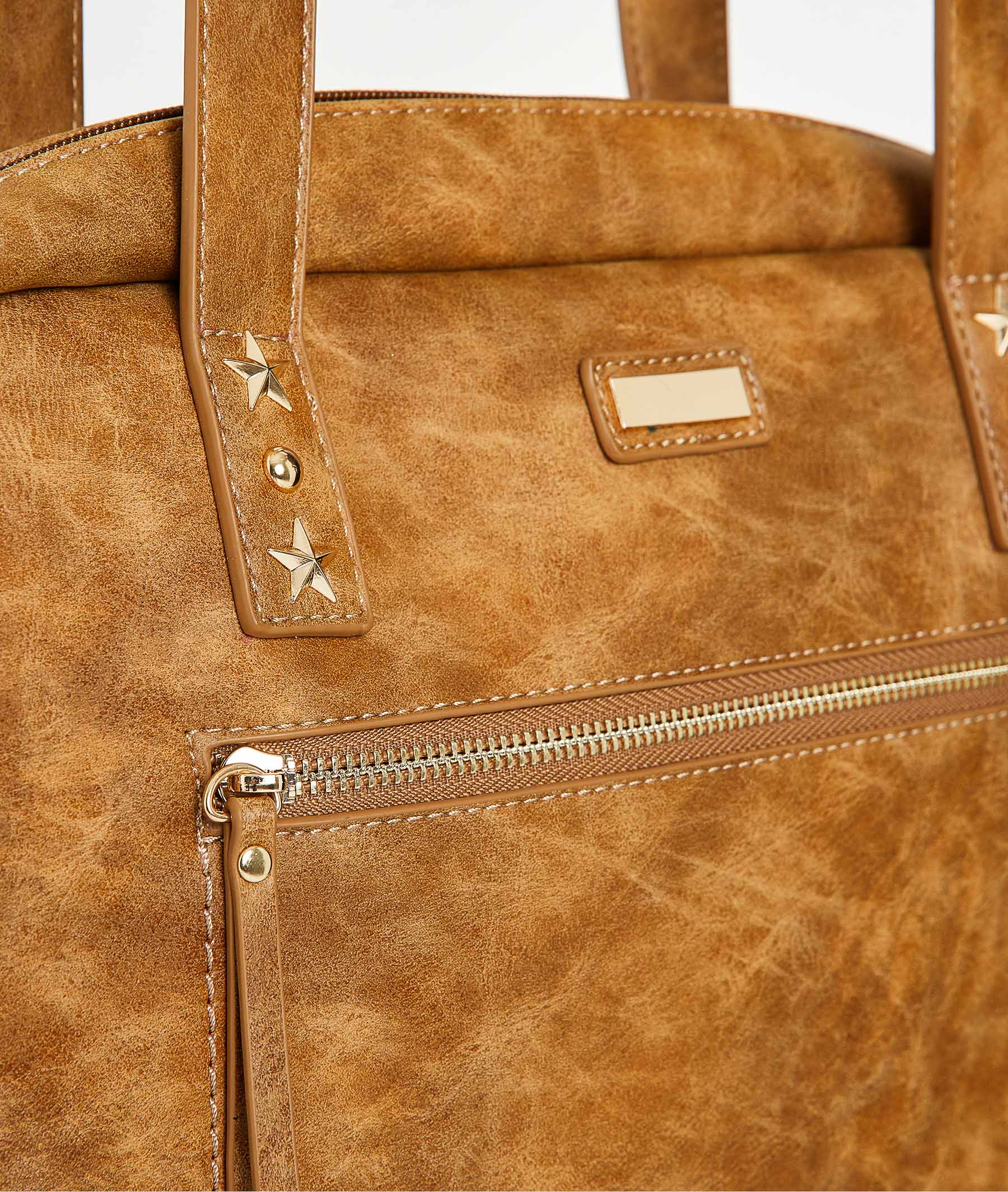 Grand sac en simili-cuir camel femme CAMEL - Grain de Malice