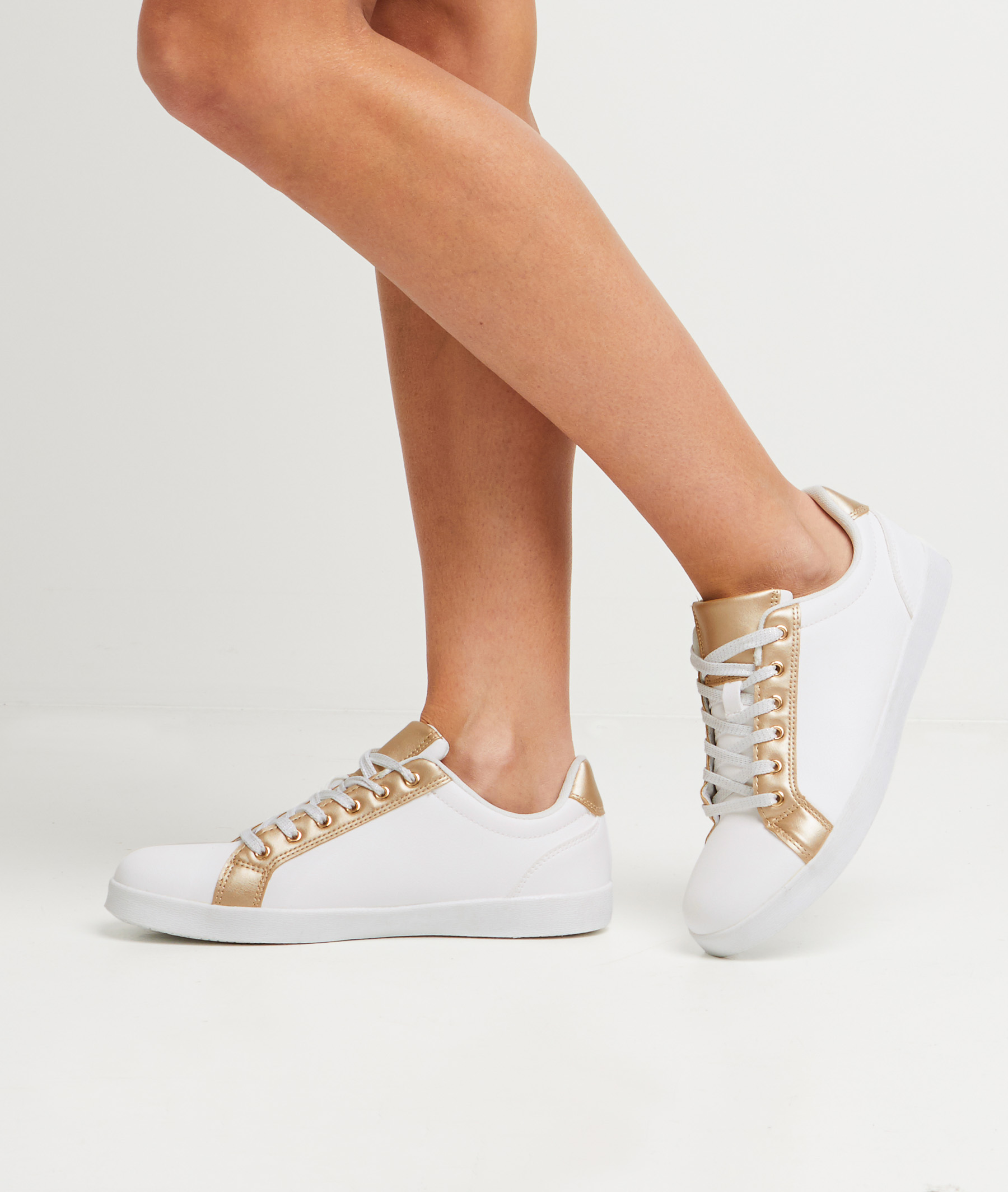 Baskets blanches et or femme BLANC Grain de Malice