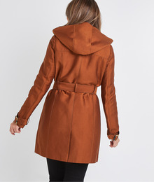 Trench mi-long à capuche femme CARAMEL - Grain de Malice