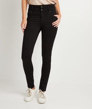 Jean MILAN slim taille haute femme BLACK