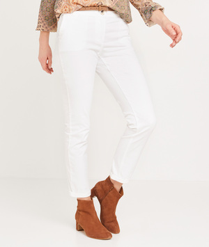 Pantalon chino uni femme BLANC