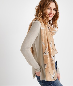 Etole imprimé oiseaux femme BEIGE