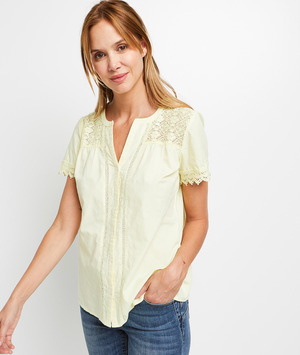 Blouse en coton et dentelle femme PECHE