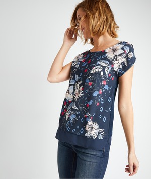 T-shirt marine décolleté dos femme MARINE