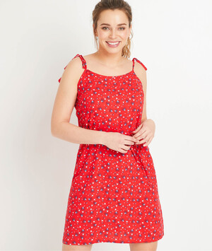 Robe rouge imprimée à bretelles femme IMPRIME