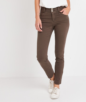Pantalon taille haute raccourci femme KAKI