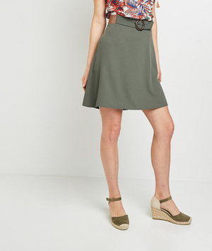 Jupe patineuse unie femme KAKI