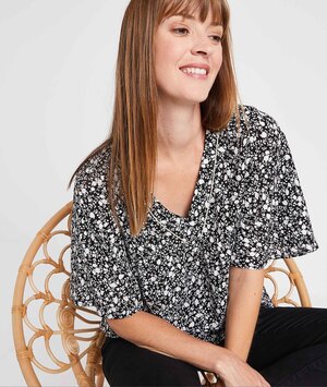 Blouse imprimée femme NOIR